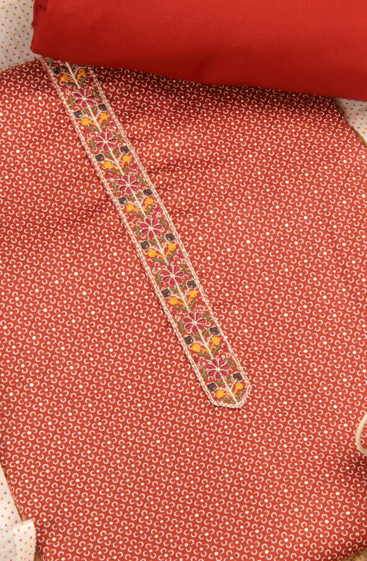 Rust Cotton Printed Salwar Dress Material - 983-4569B