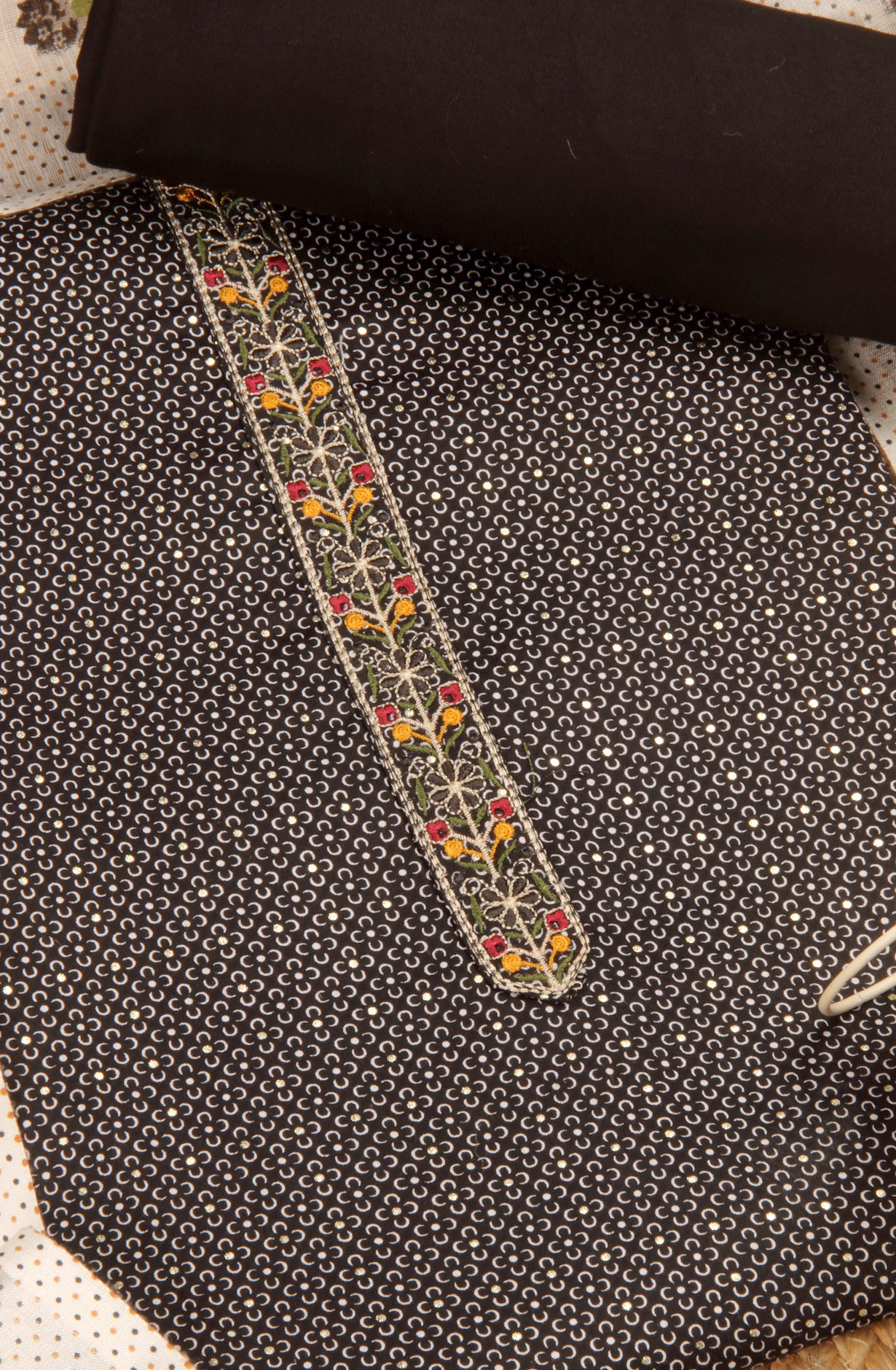 Black Cotton Printed Salwar Dress Material - 983-4569C