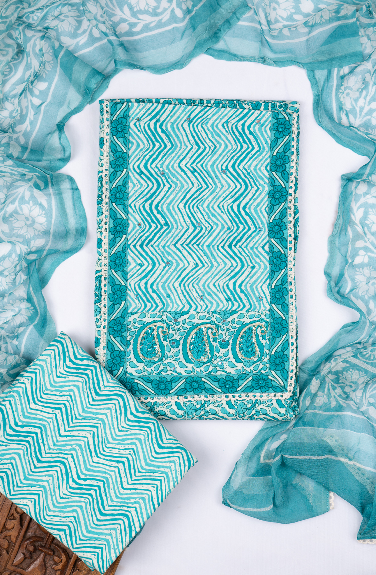 Firoze Cotton Printed Suit- Set with Cotton Dupatta -983-4807-26C