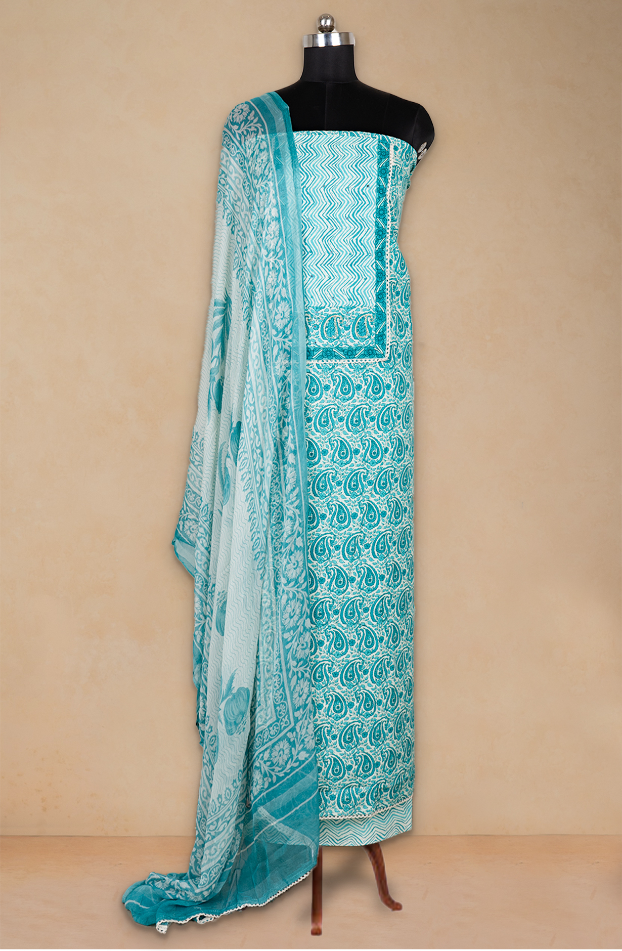 Firoze Cotton Printed Suit- Set with Cotton Dupatta -983-4807-26C