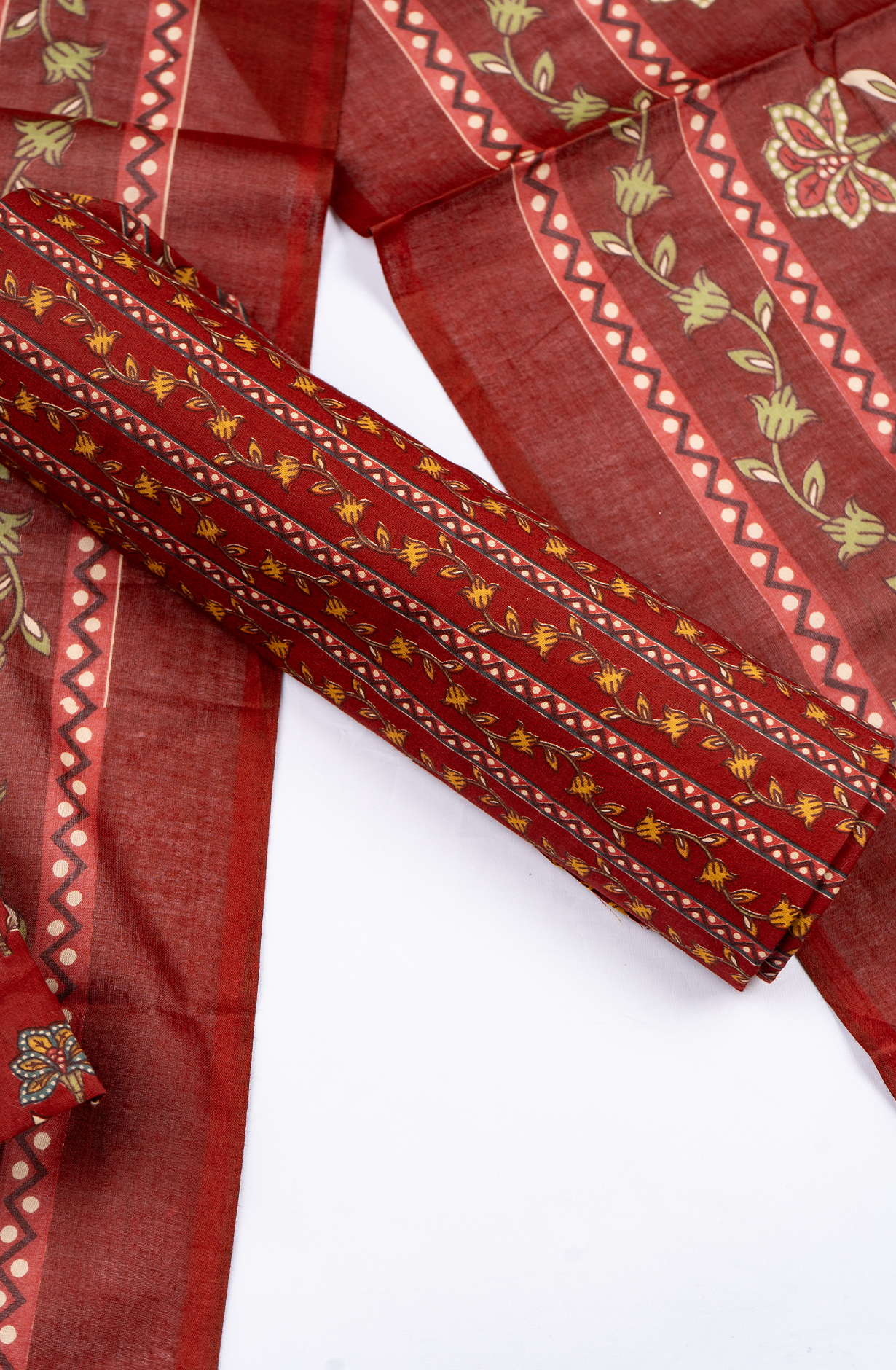 Maroon Cotton Printed Suit- Set with Cotton Dupatta - 983-4850-12A
