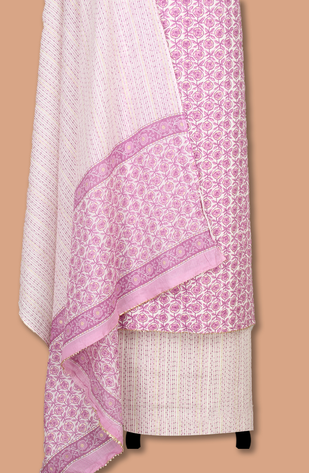 Purple Cotton Printed Unstitched Salwar Dress Material - 983-4994B