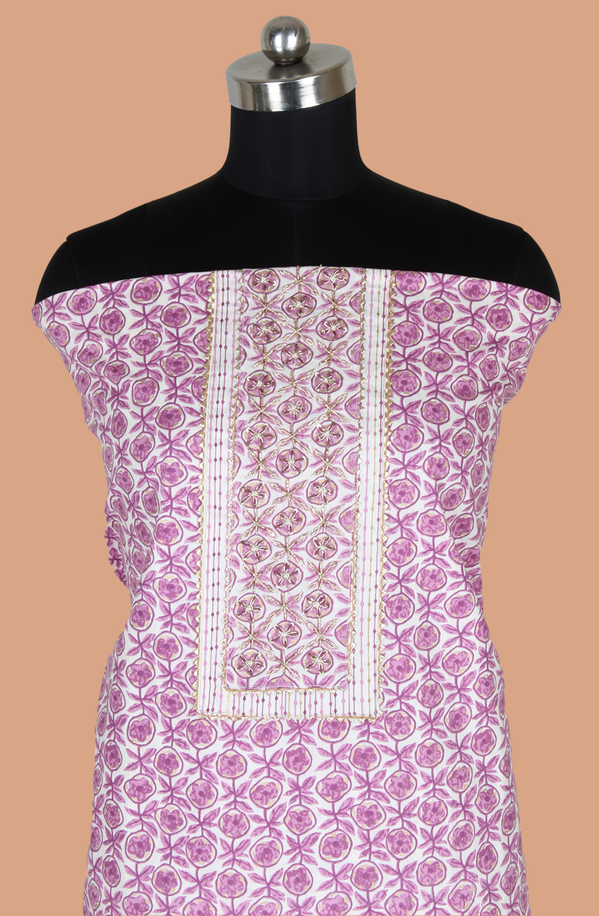 Purple Cotton Printed Unstitched Salwar Dress Material - 983-4994B