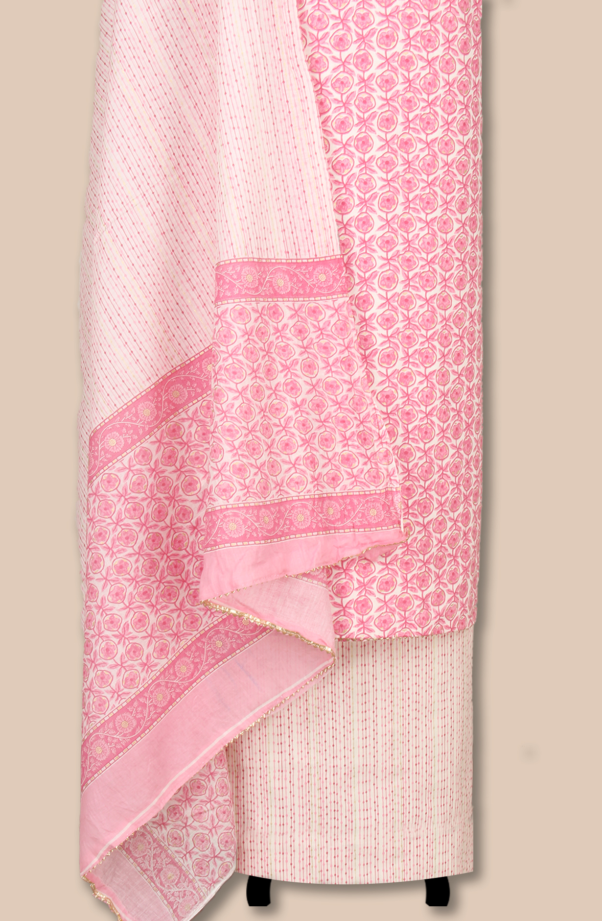 Pink Cotton Printed Unstitched Salwar Dress Material - 983-4994C