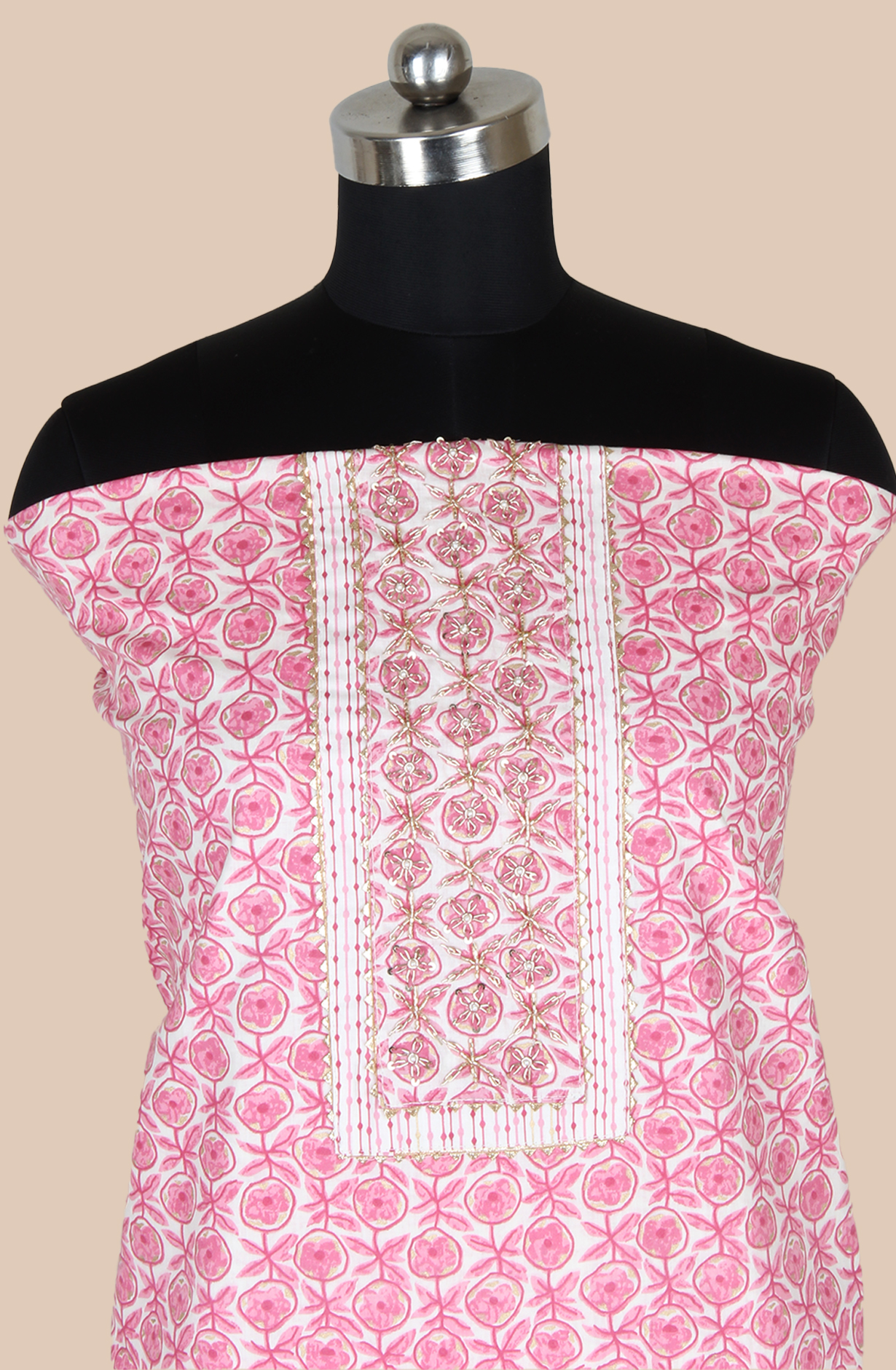 Pink Cotton Printed Unstitched Salwar Dress Material - 983-4994C