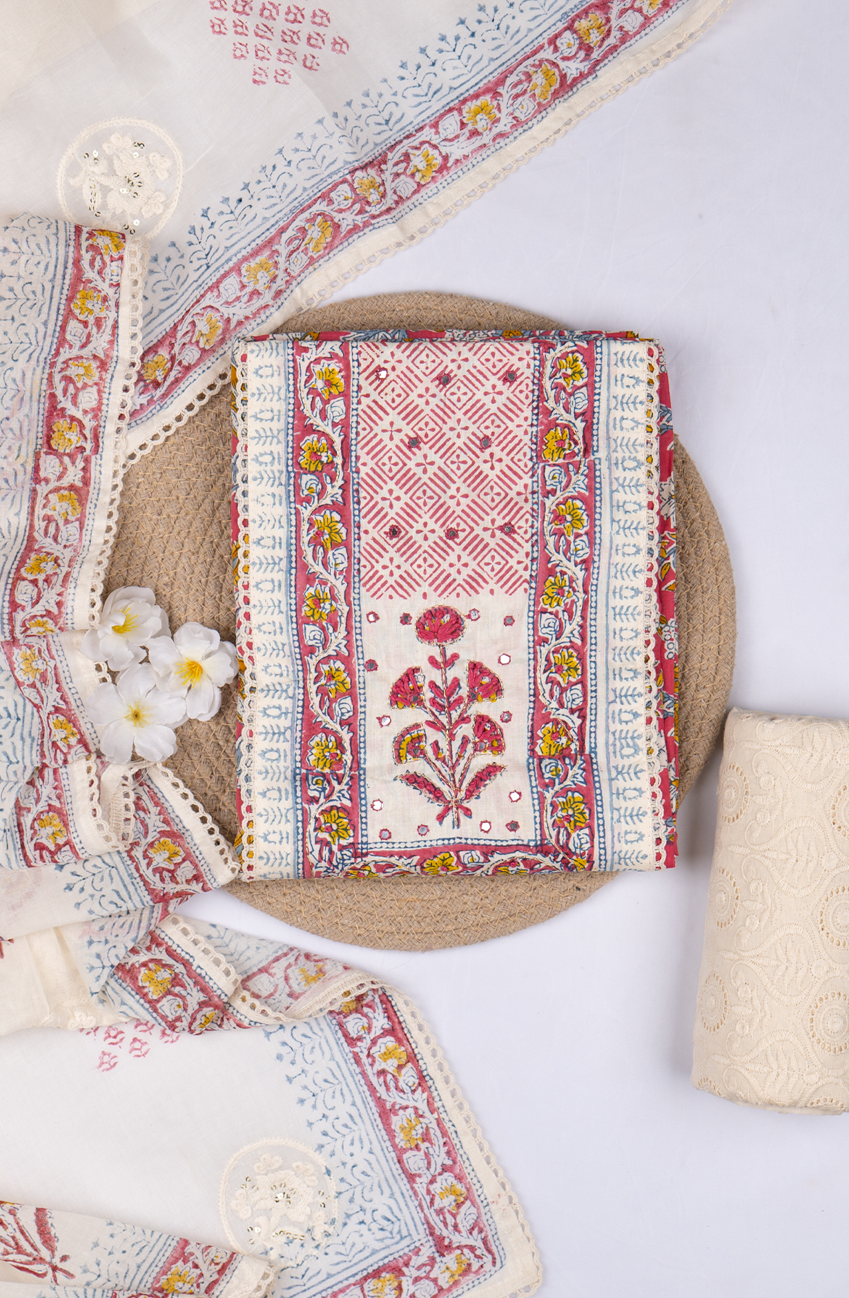 Pink Cotton Printed Suit- Set with Cotton Dupatta - 983-5457-10A