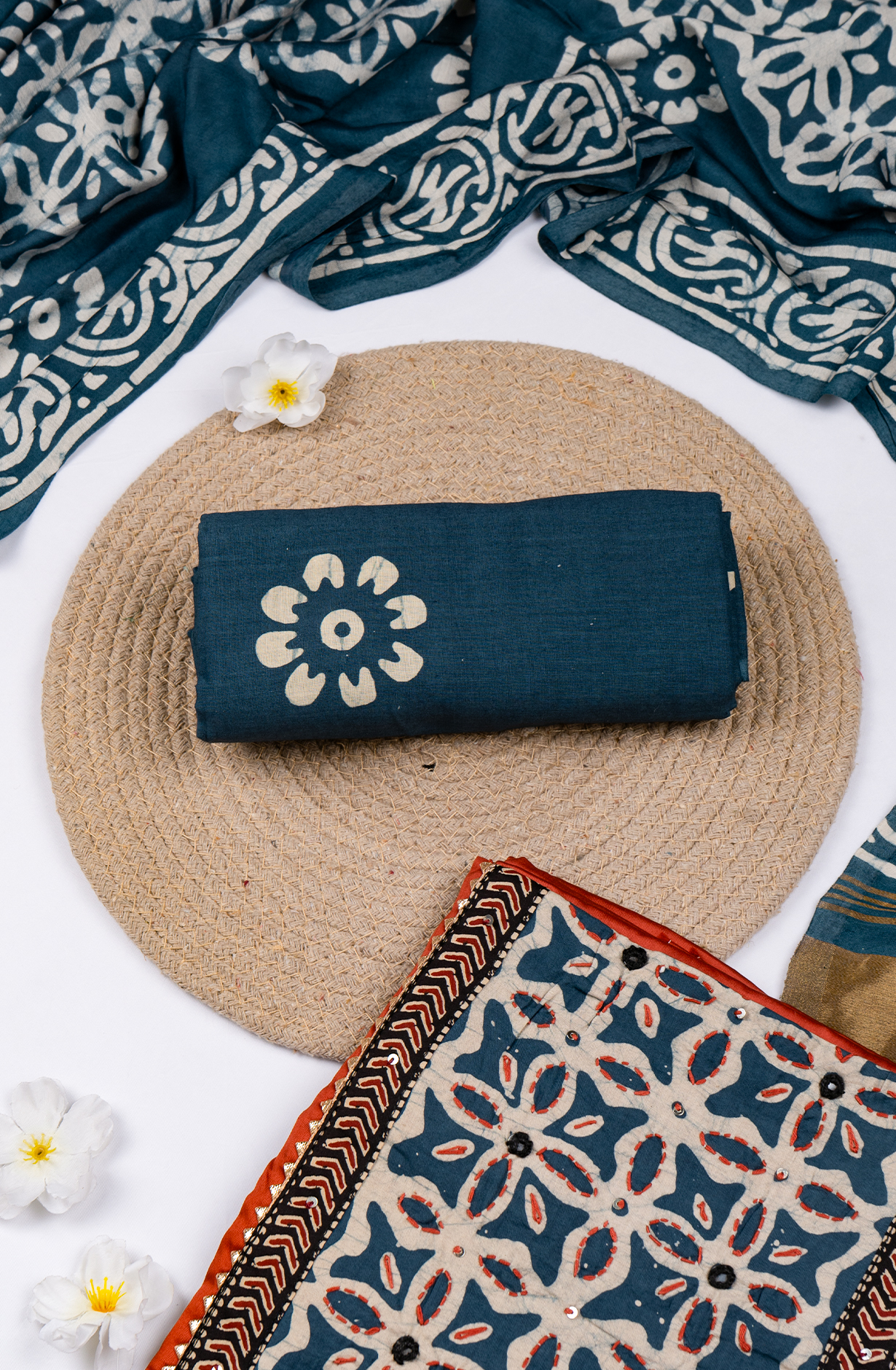 Rust Cotton Printed Suit- Set with Cotton Dupatta - 983-5762-2C