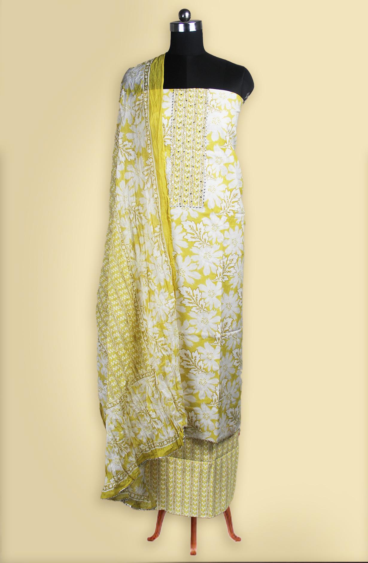 Yellow Cotton Digital Printed Suit Set with Dupatta - 983-5859-1A