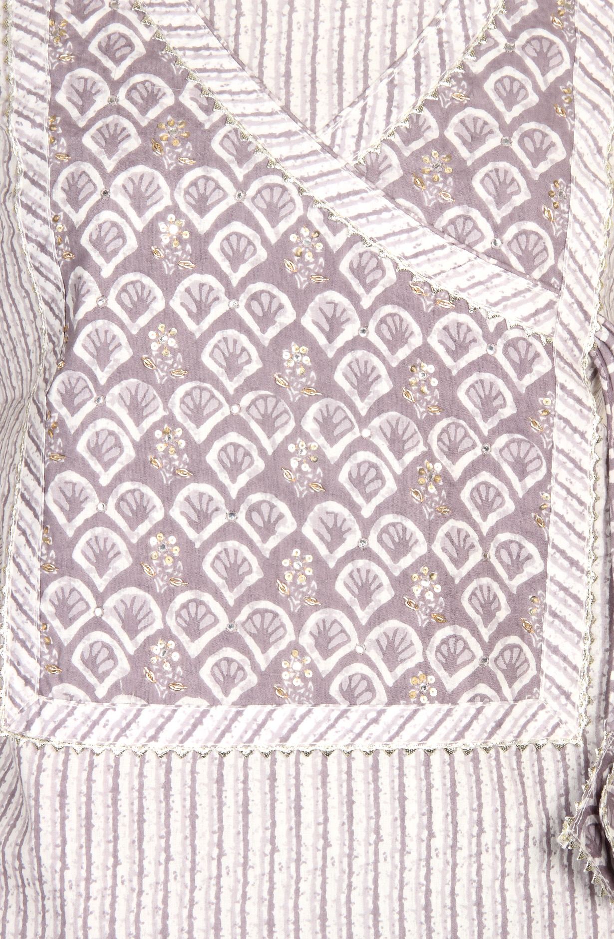 Mauve and Off-white Printed Unstitched Cotton Dress Material - 984-ABRMP-A