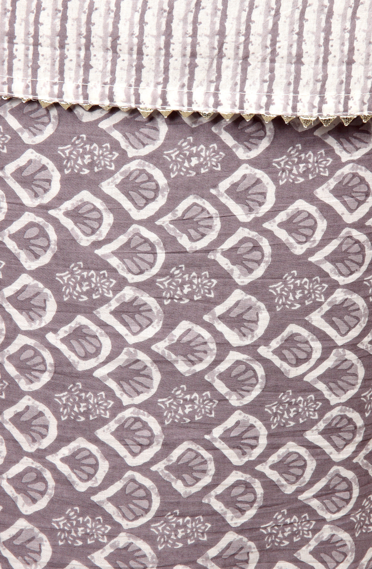 Mauve and Off-white Printed Unstitched Cotton Dress Material - 984-ABRMP-A