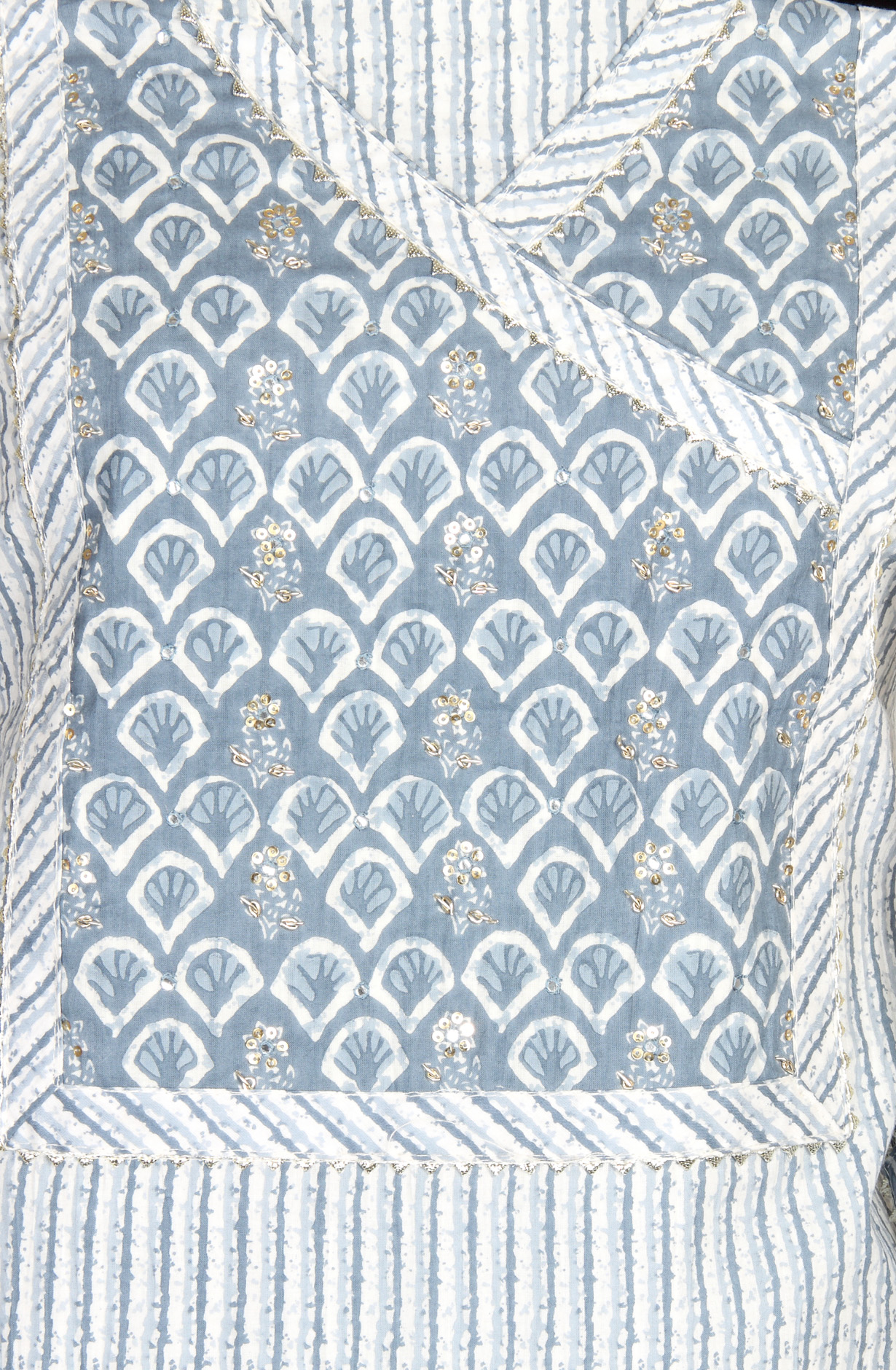 Grey and Off-white Printed Unstitched Cotton Dress Material - 984-ABRMP-B