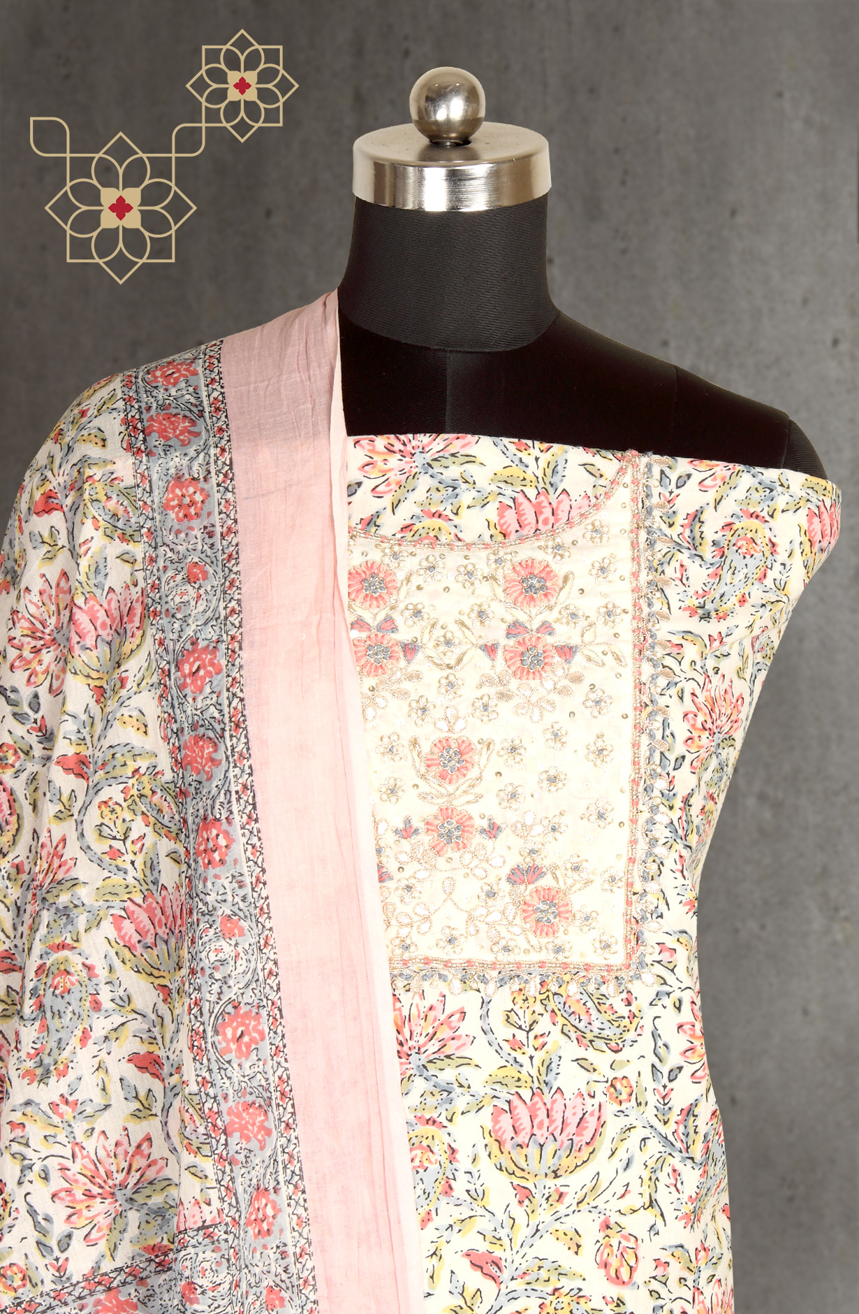 Multi-coloured Cotton Printed Salwar Suit-sets - 984-APCS