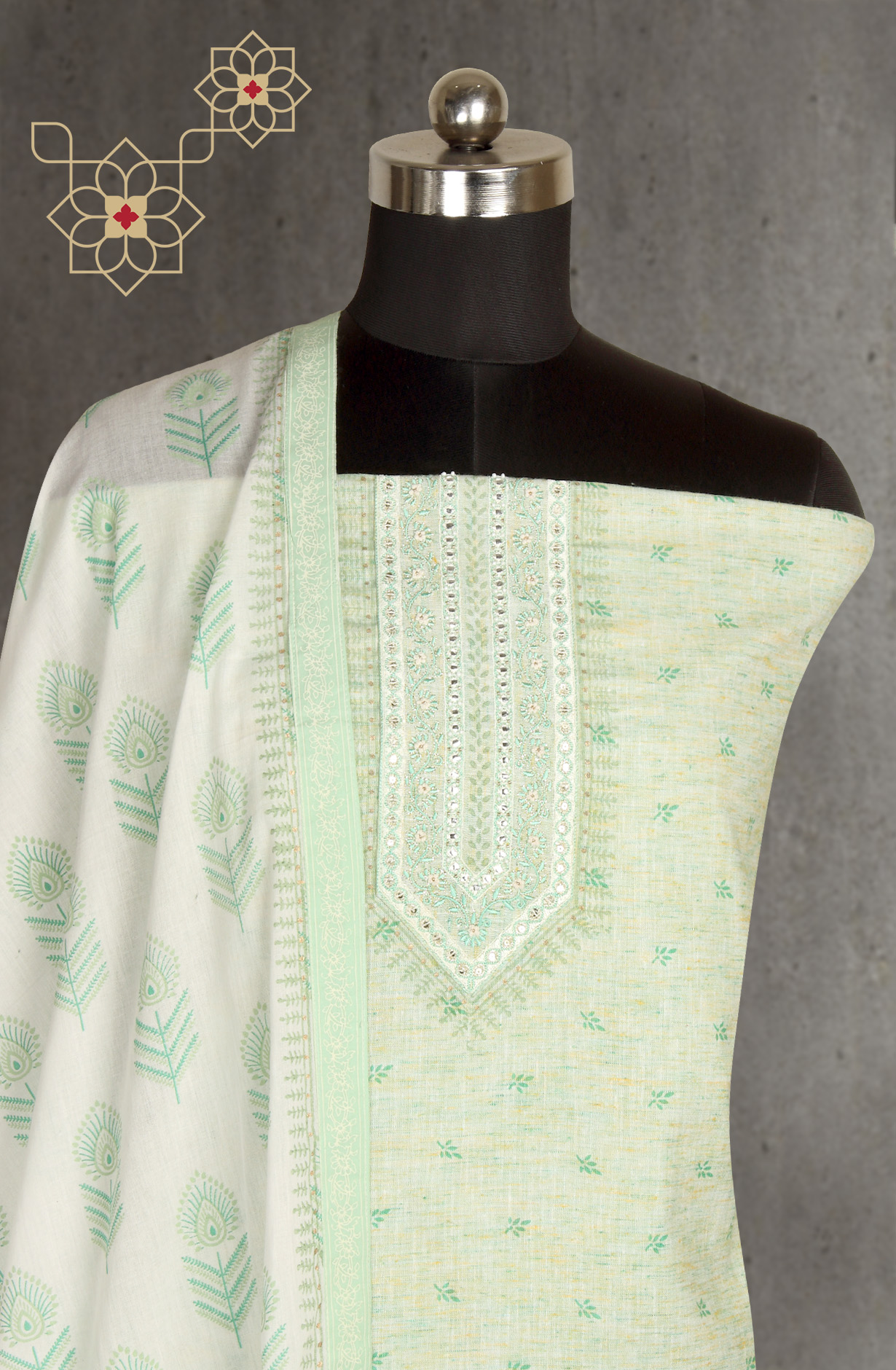 Parrot Green Cotton Salwar Kameez - 984-FMAD202