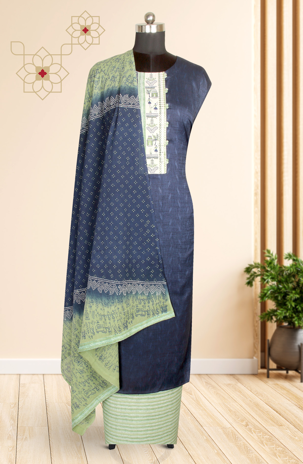 Blue Modal Printed Salwar Suit-sets - 984-FMAD503