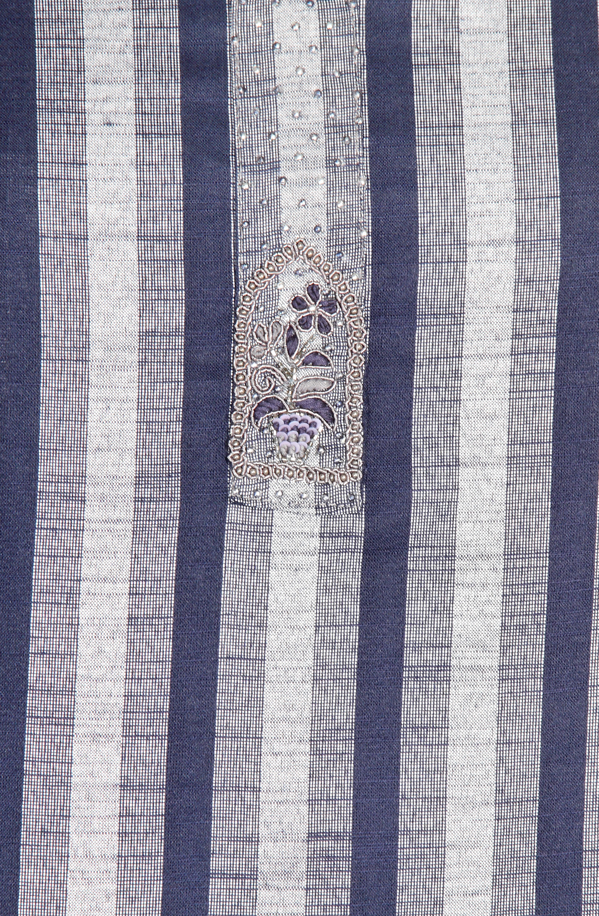 Grey and Blue Cotton Salwar Kameez with Organza Dupatta - 984-FMHA126