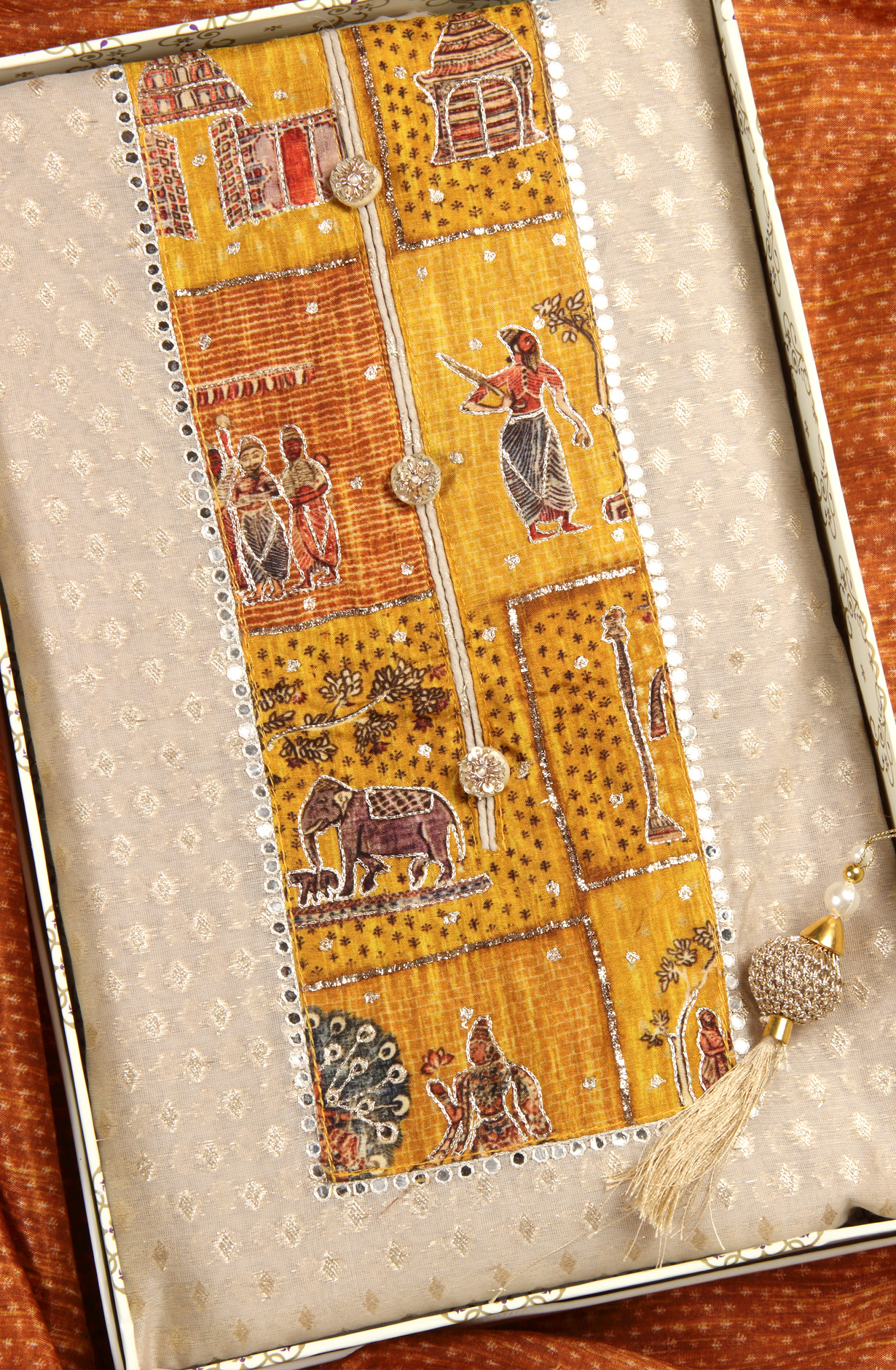 Beige Chanderi Suit-set with Beautiful Dupatta - 984-FMNK-KBBM