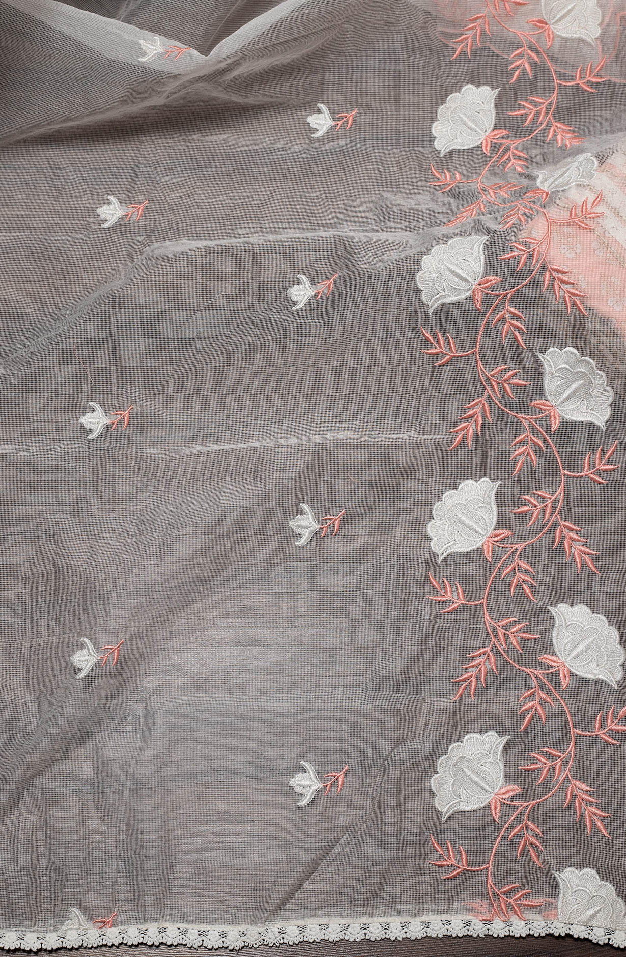 Peach Cotton Beautiful Lacework Salwar Suit with Kota Dupatta - 984-FMNK-MEC