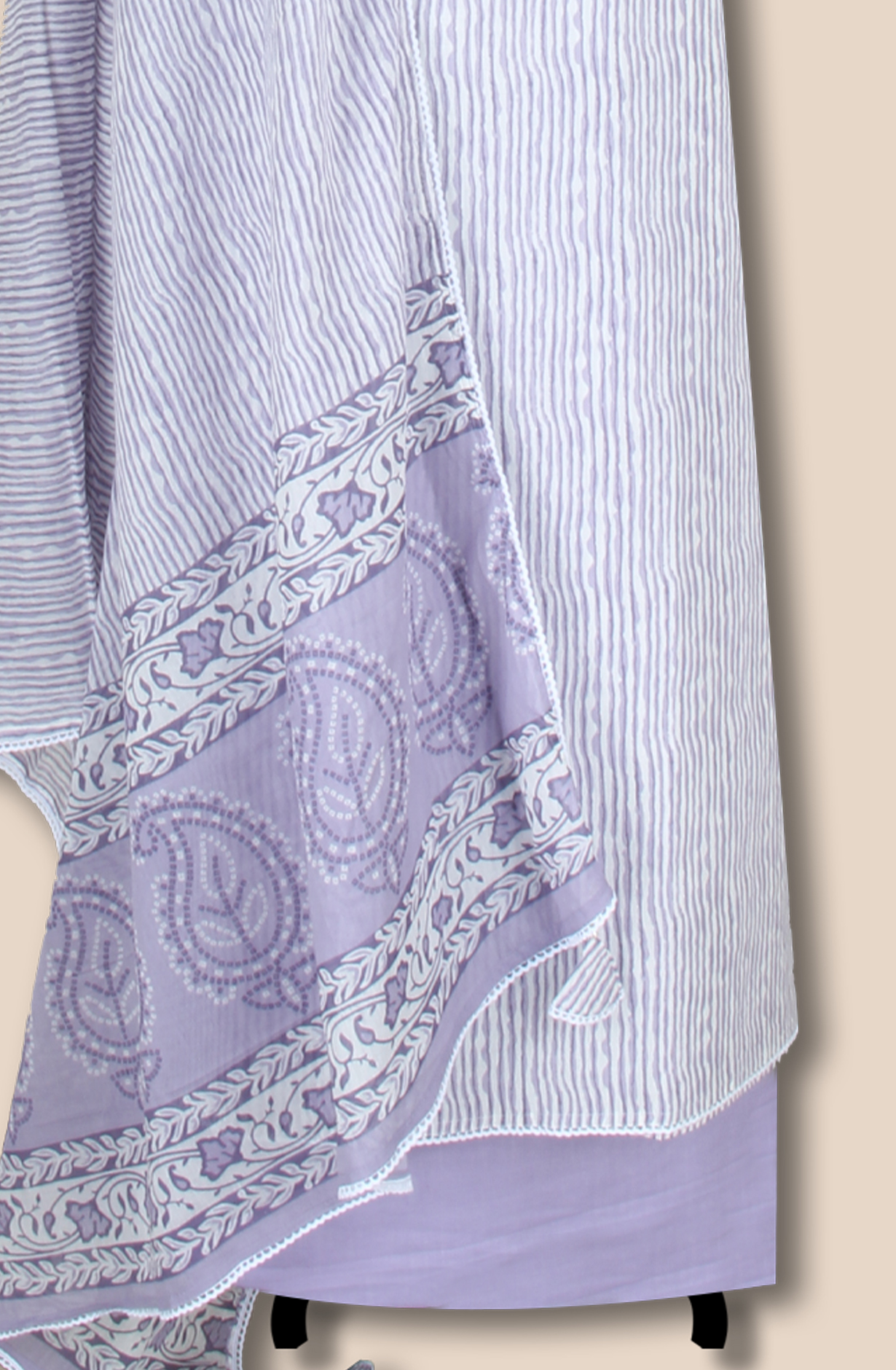 Lavender Printed Unstitched Salwar Suit with Lace Work - 984-FMNK-SSSNCC