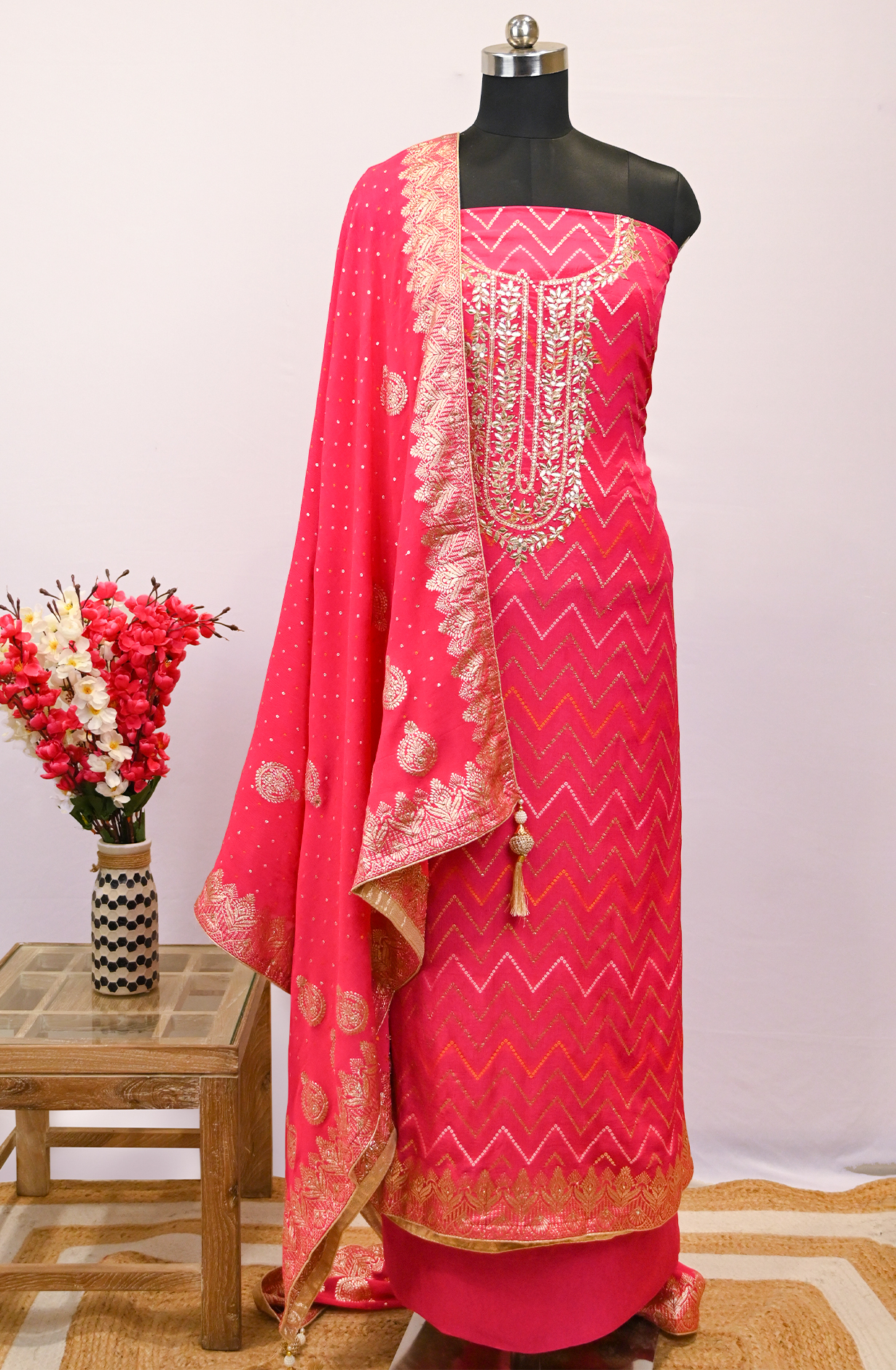 Rani Chiffon Suit Set with Beautiful Dupatta - 984-FMRSG3324B