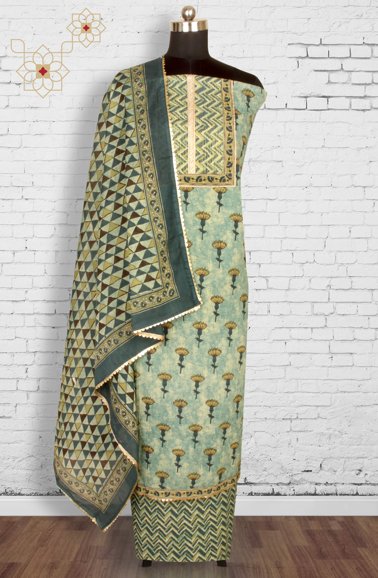 Multi-coloured Cotton Printed Salwar Kameez - 984-FMSP58C