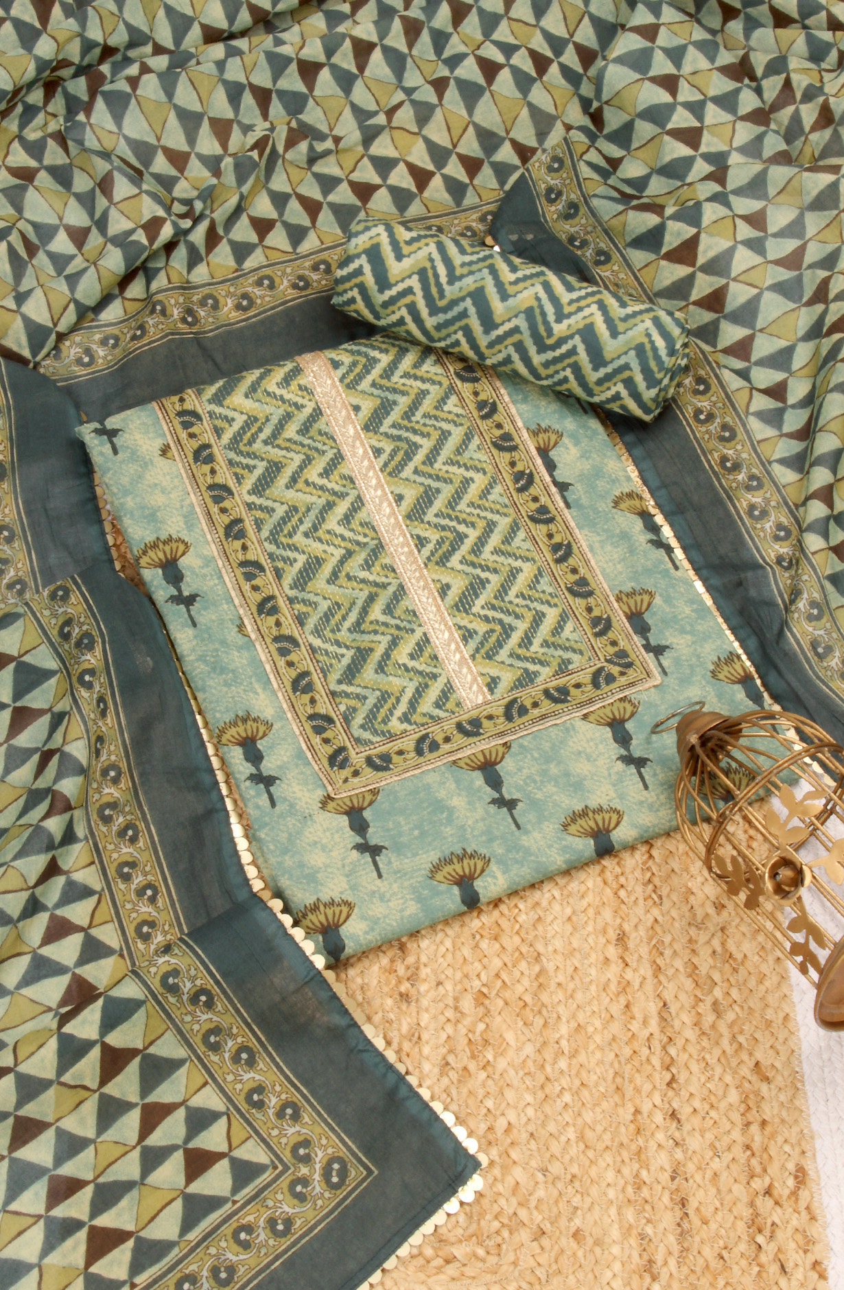 Multi-coloured Cotton Printed Salwar Kameez - 984-FMSP58C