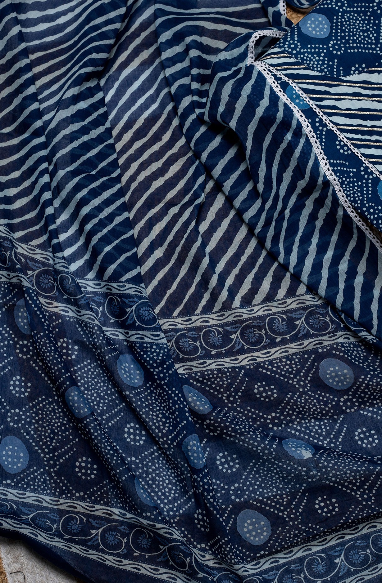 Blue Cotton Printed Salwar Kameez Dupatta - 984-FMSP59