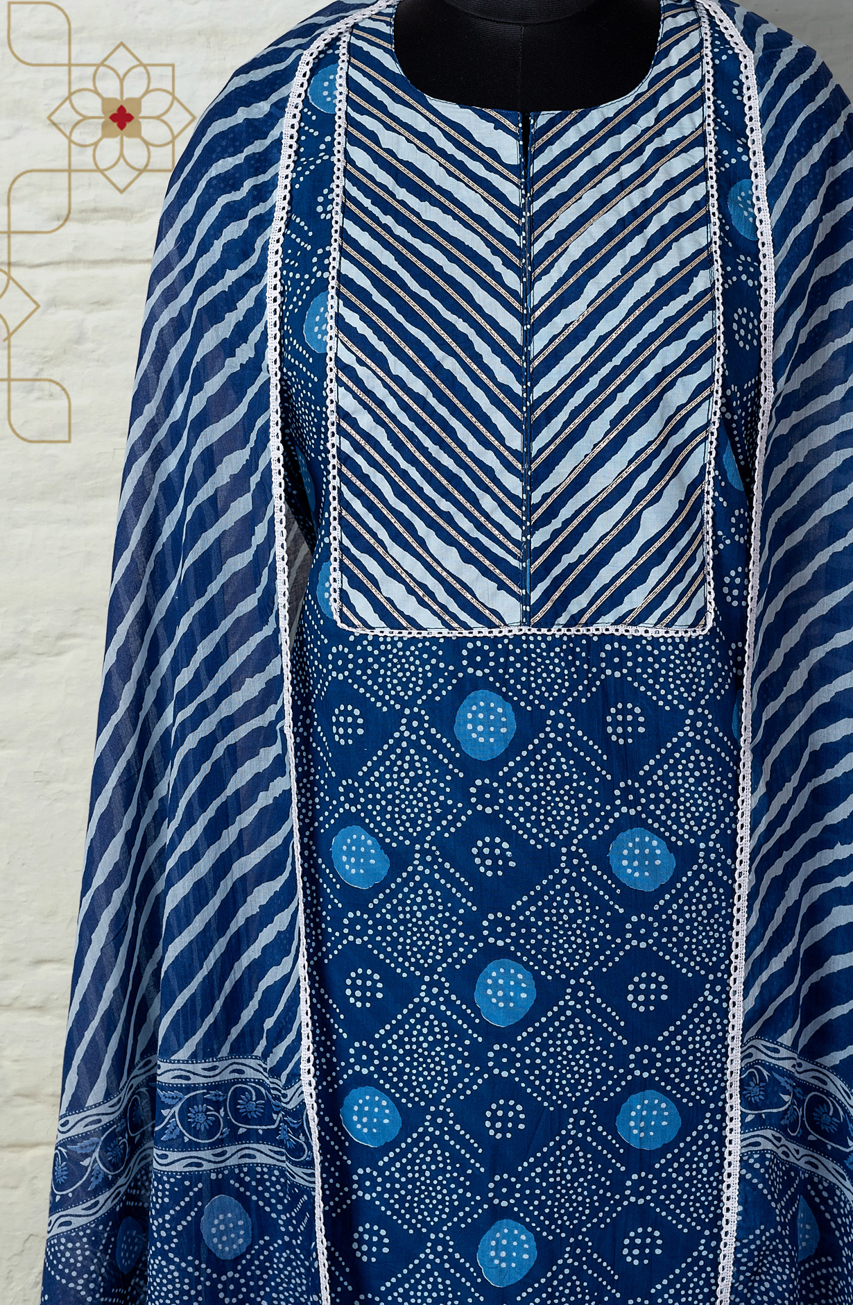 Blue Cotton Printed Salwar Kameez Dupatta - 984-FMSP59