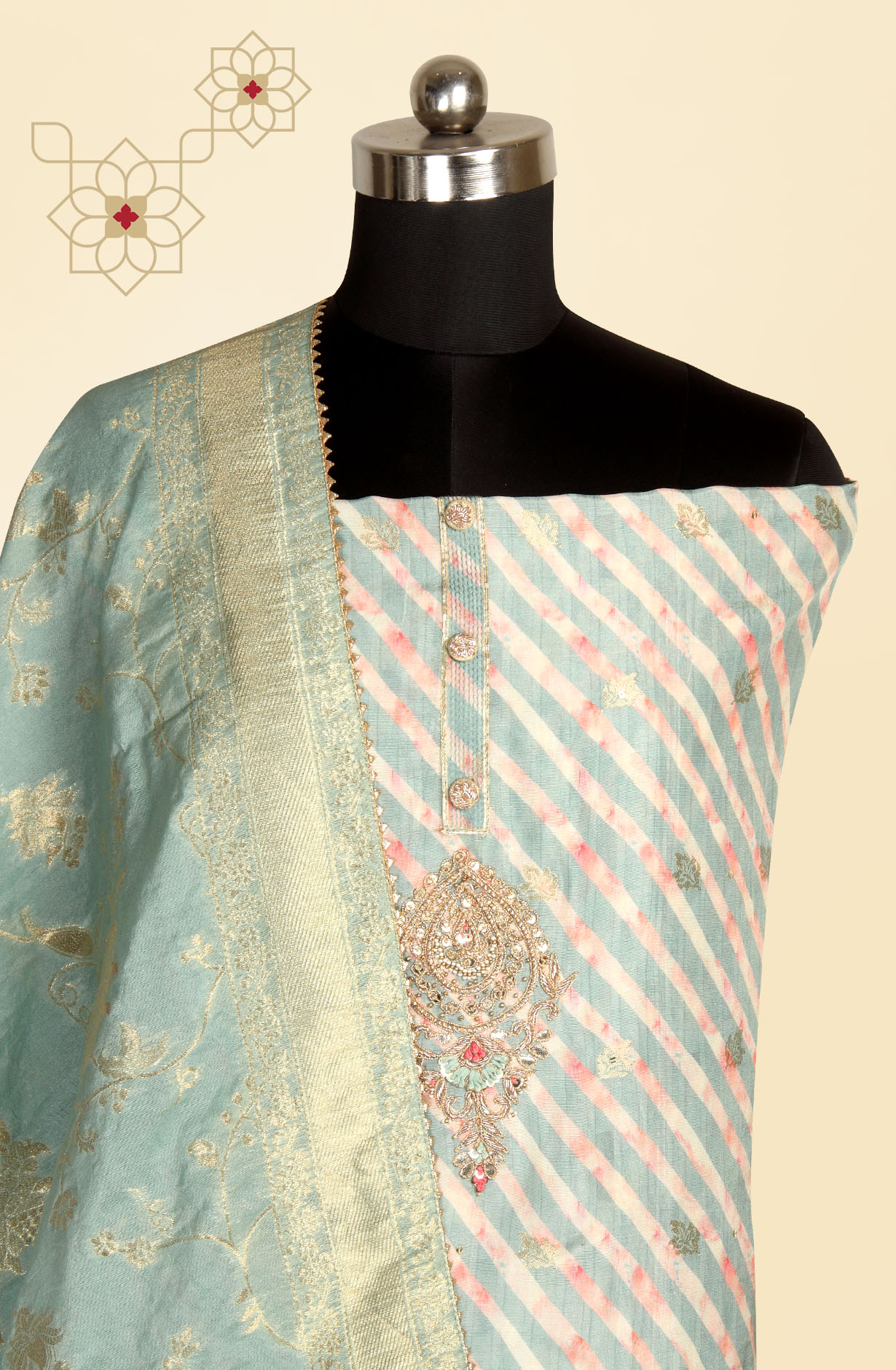 Sea Green Modal Silk Suit-set with Beautiful Dupatta - 984-MCDK
