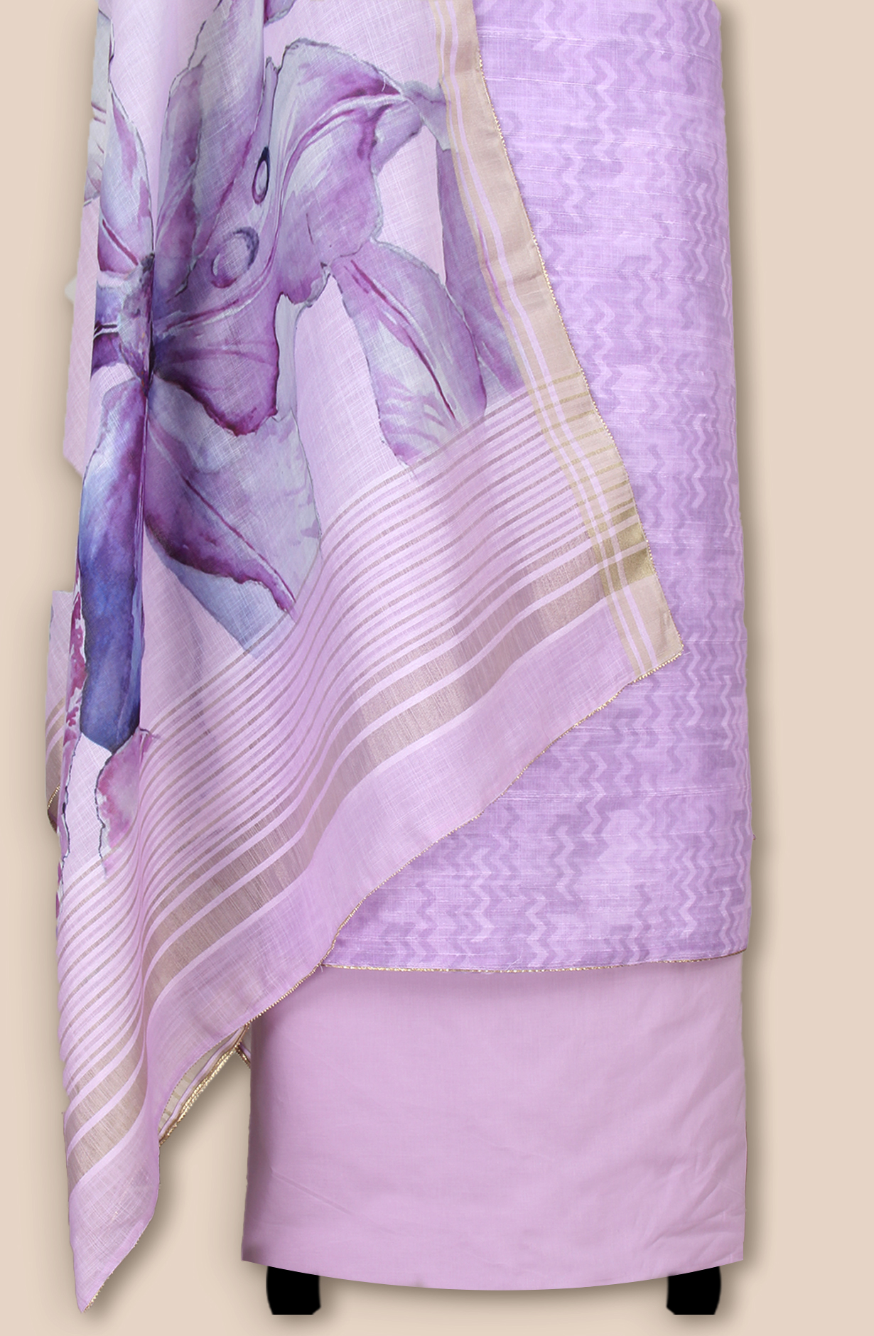 Purple Linen Digital Printed Unstitched Salwar Kameez - 984-RGIS10009B