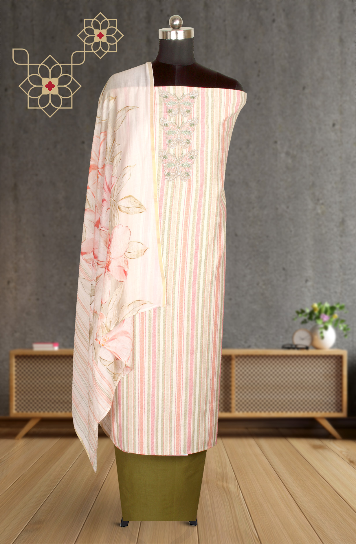 Multi-coloured Modal Salwar Kameez with Muslin Dupatta - 984-RGIS10058