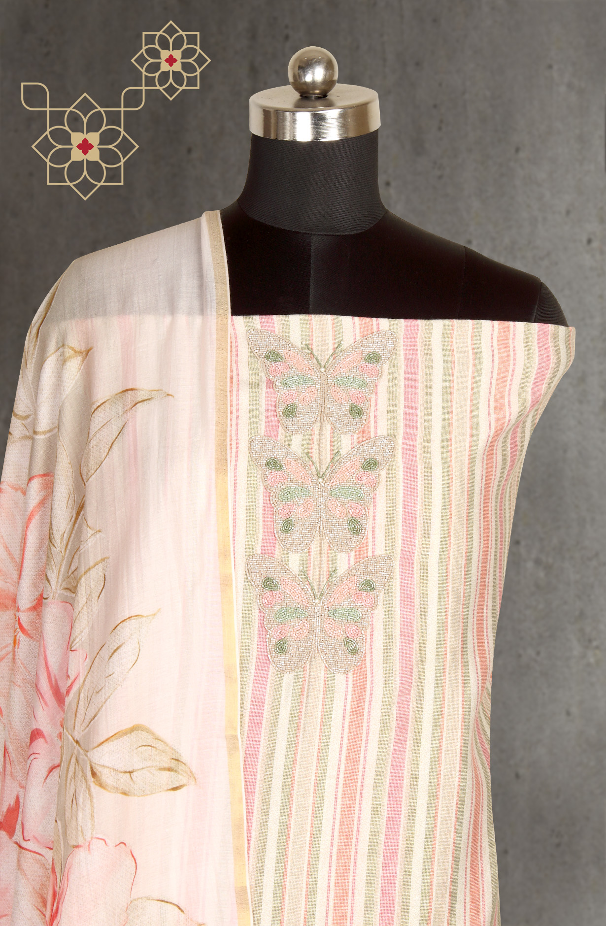 Multi-coloured Modal Salwar Kameez with Muslin Dupatta - 984-RGIS10058