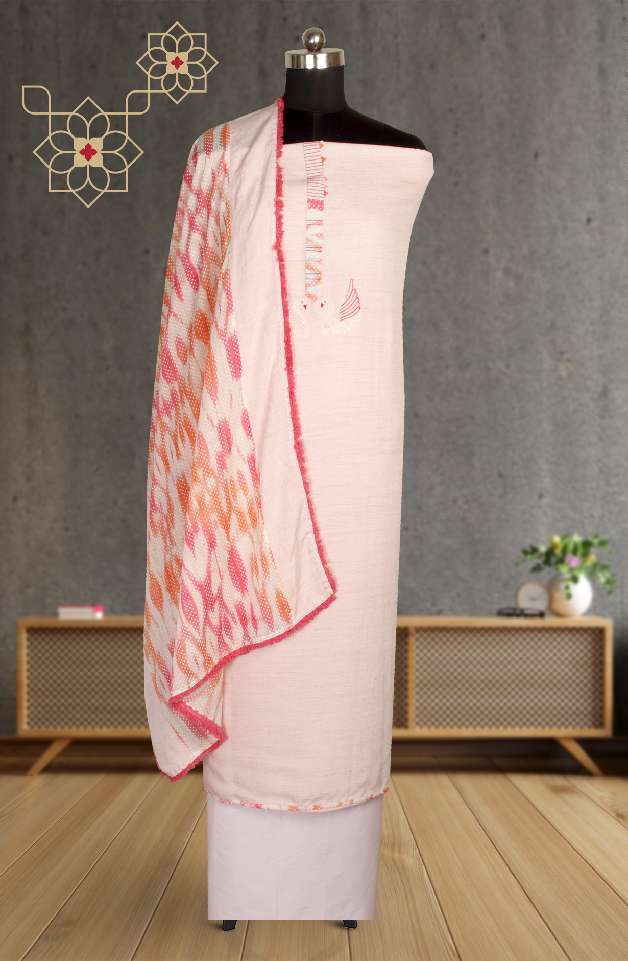 Baby Pink Cotton Salwar Kameez with Beautiful Dupatta - 984-RGIS10061