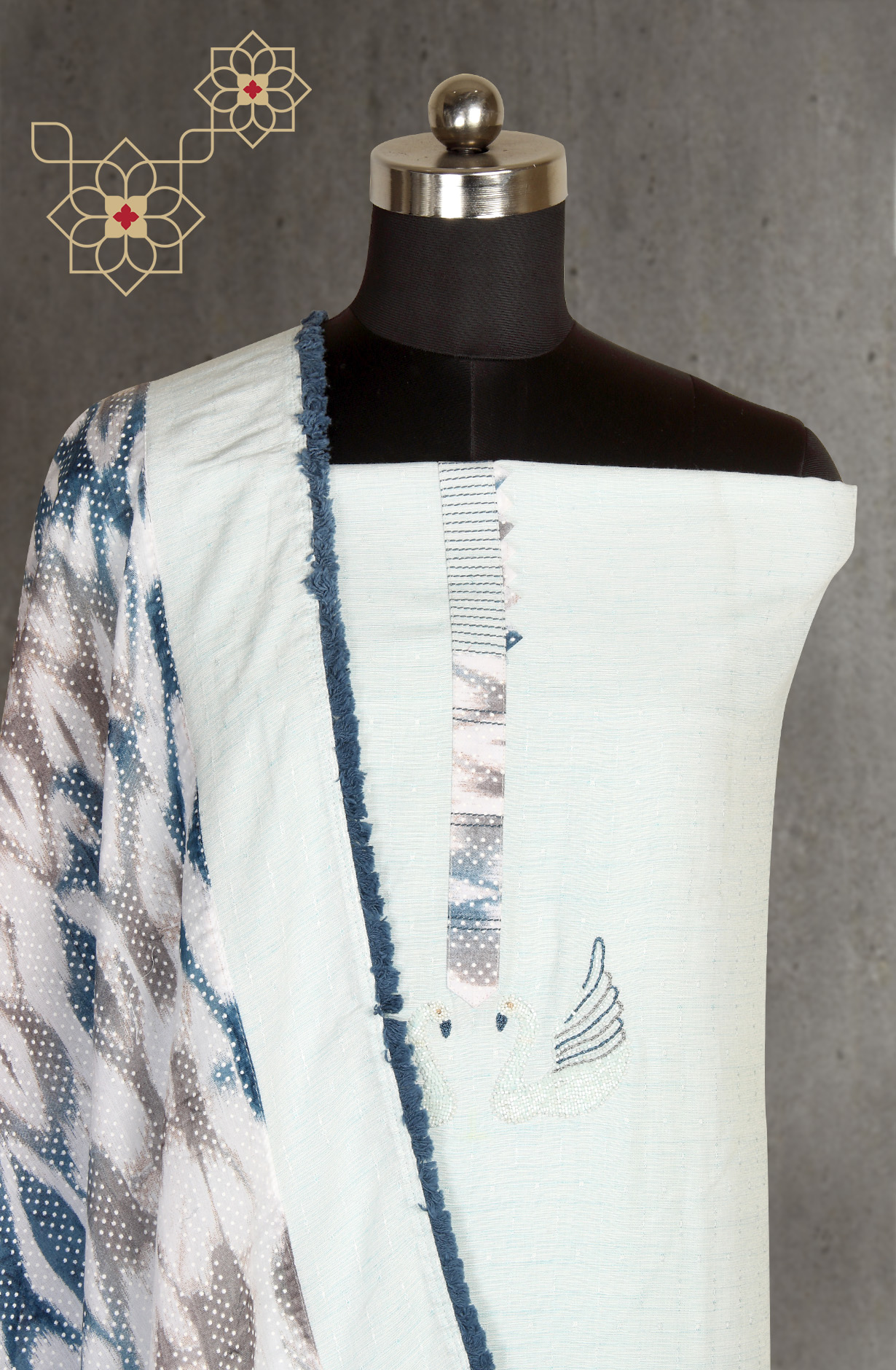 Sky Blue Cotton Salwar Kameez with Beautiful Dupatta - 984-RGIS10061A