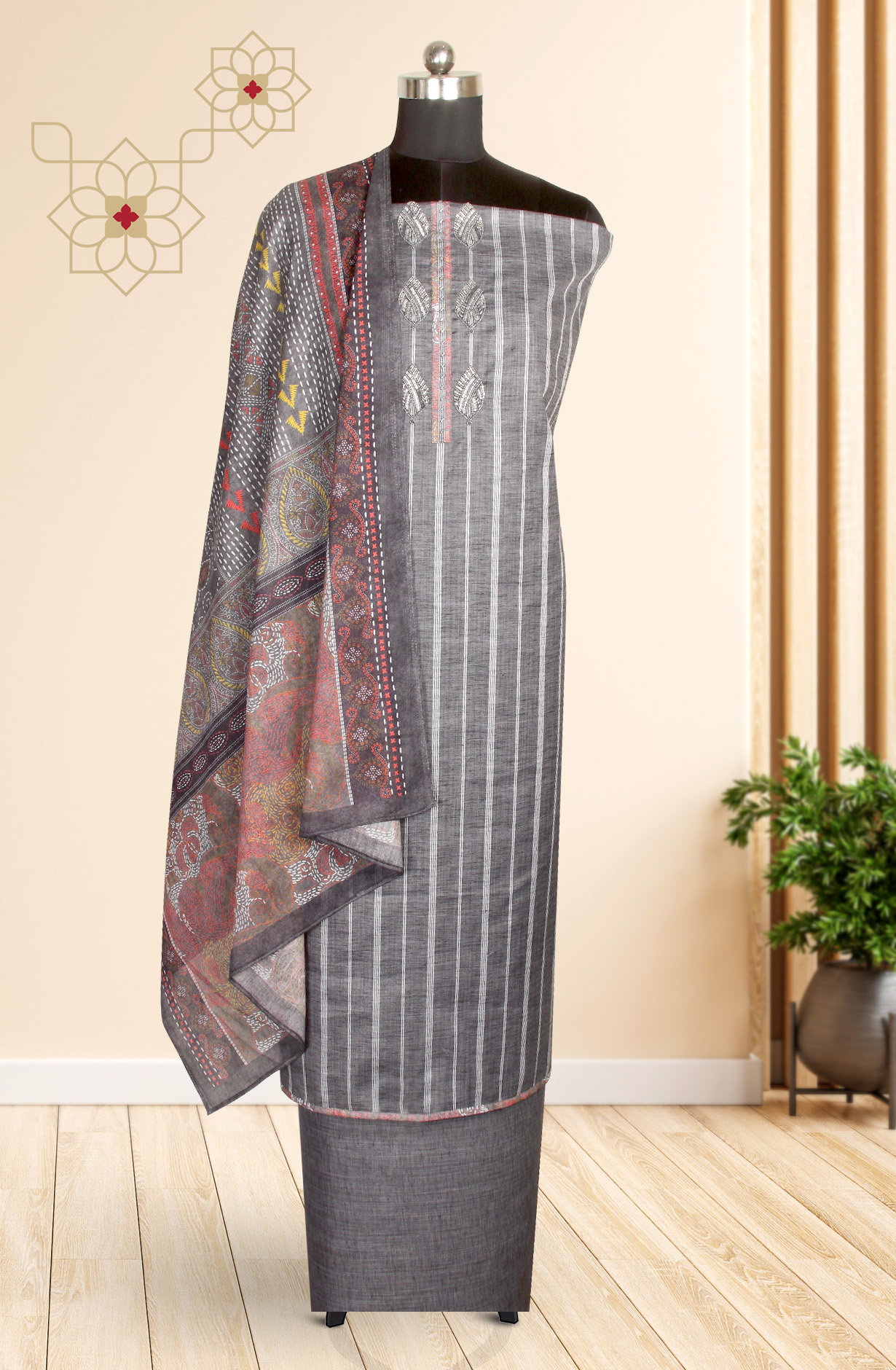 Charcoal Grey Modal Salwar Kameez with Beautiful Dupatta - 984-RGIS10073A