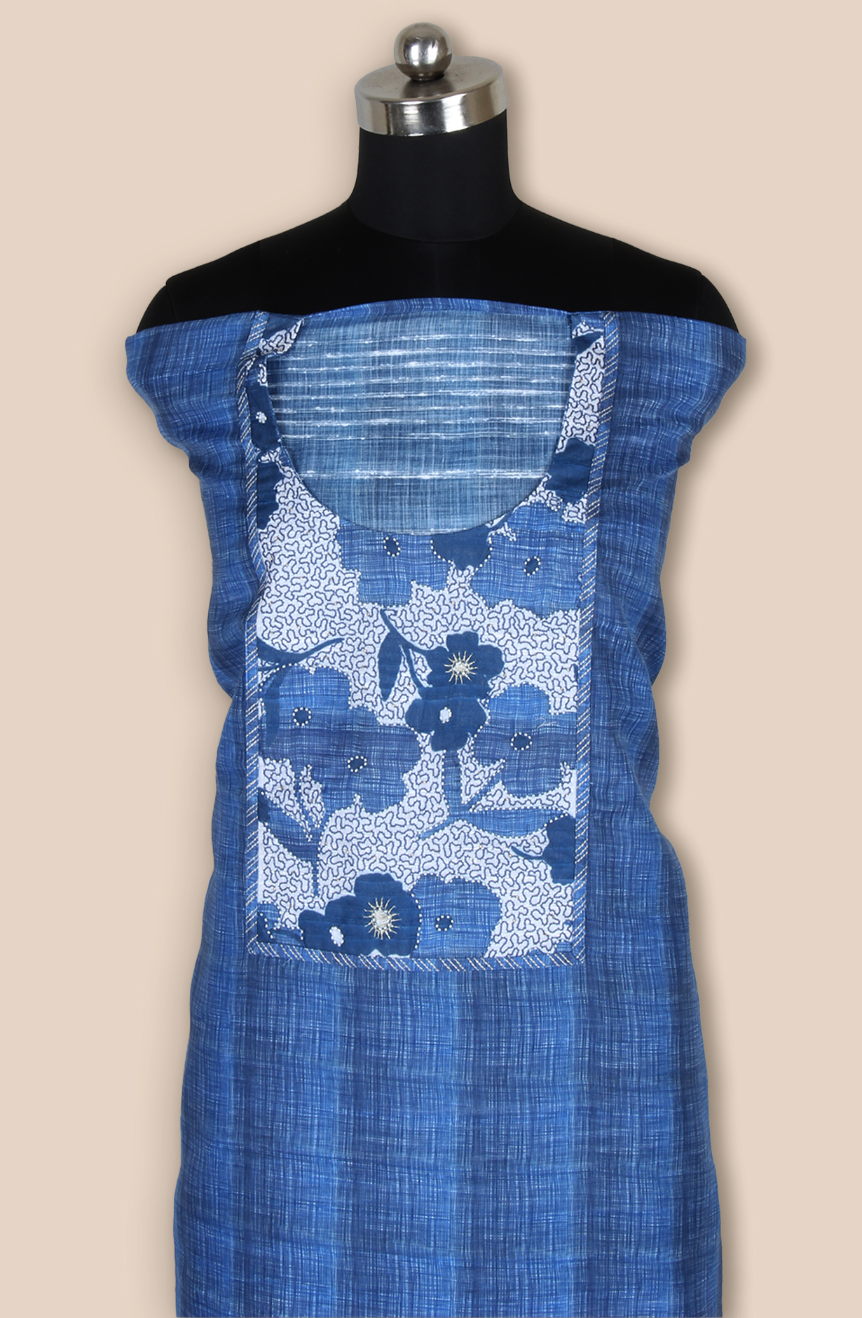 Blue Linen Digital Printed Unstitched Salwar Suit - 984-RGIS10095