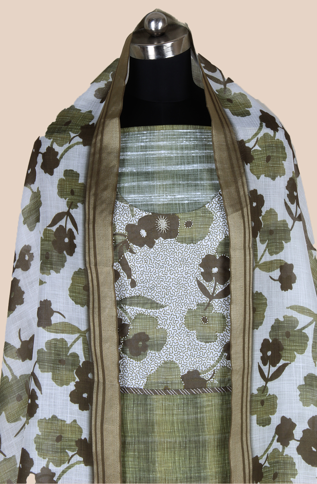 Mehndi Green Linen Digital Printed Unstitched Salwar Suit - 984-RGIS10095A