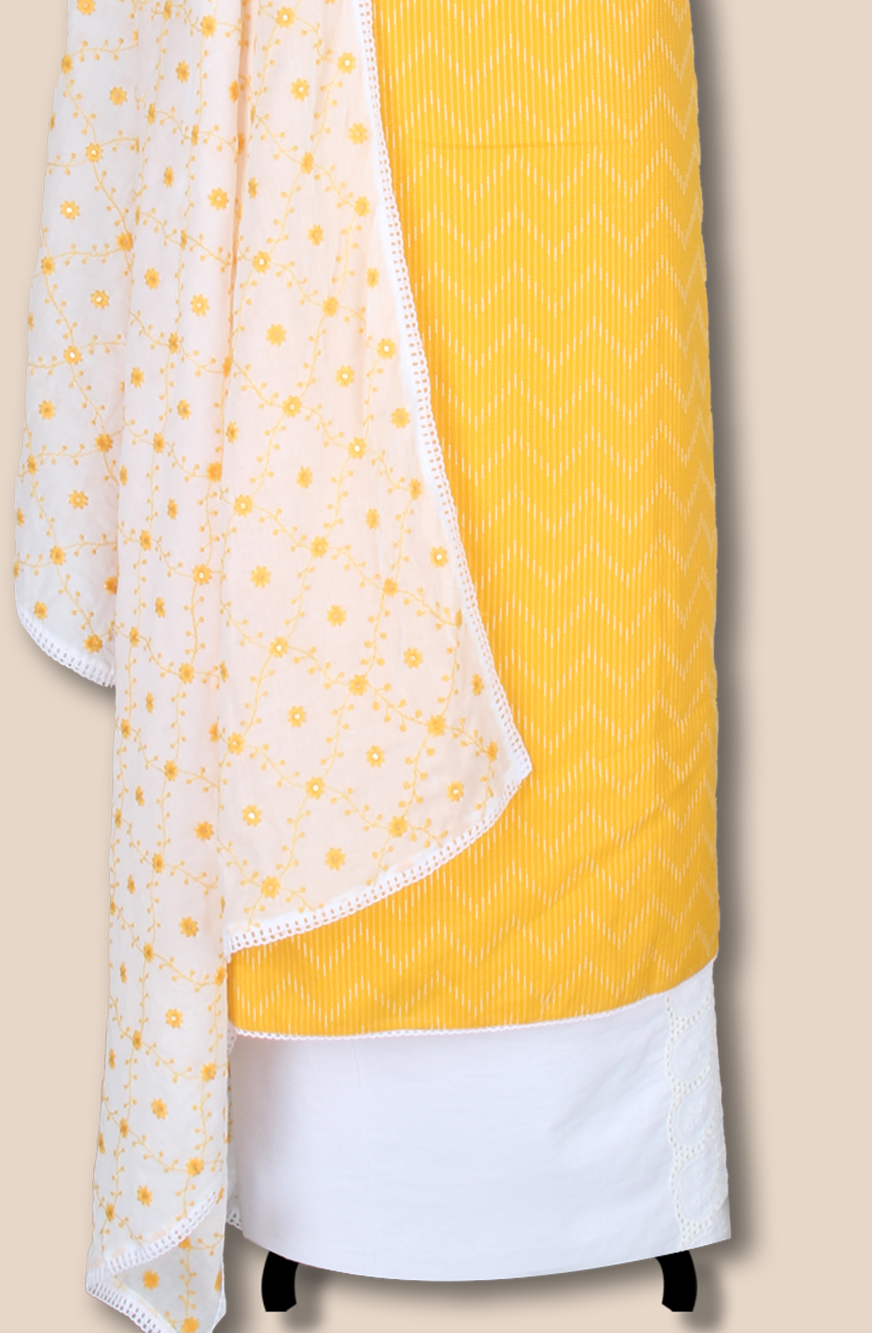 Yellow Cotton Unstitched Embroidered Salwar Suit with Trendy Dupatta - 984-RGMU18YEL