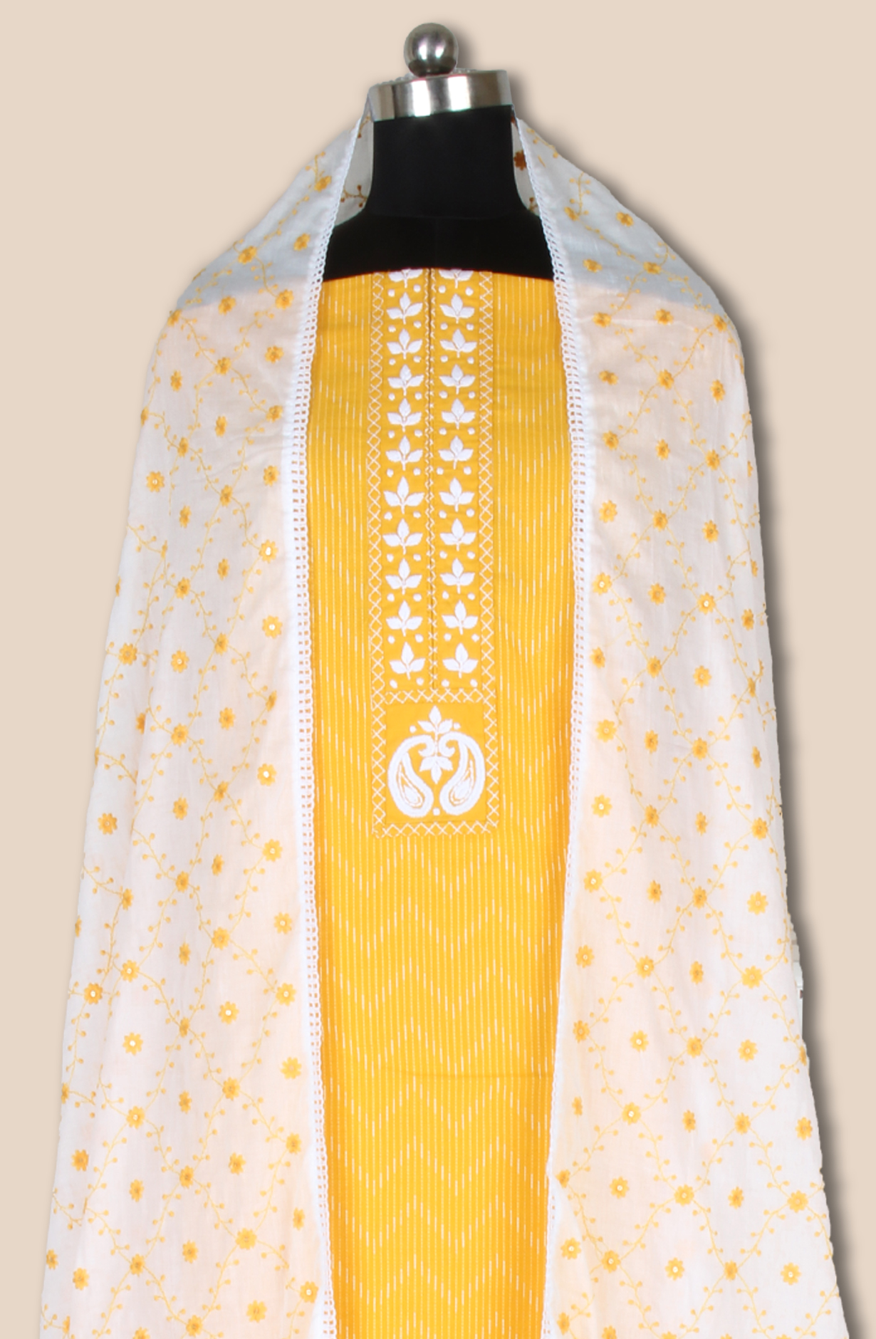 Yellow Cotton Unstitched Embroidered Salwar Suit with Trendy Dupatta - 984-RGMU18YEL