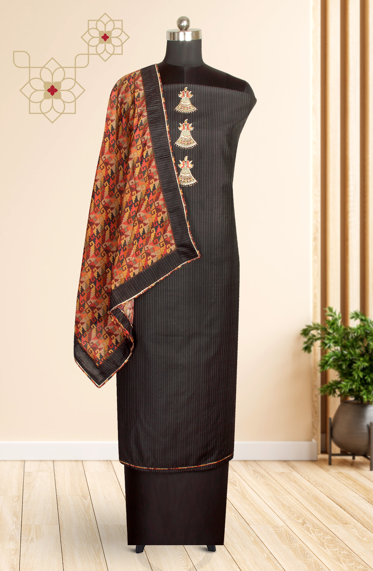 Black Modal Salwar Kameez with Beautiful Dupatta - 984-RGVJ5071
