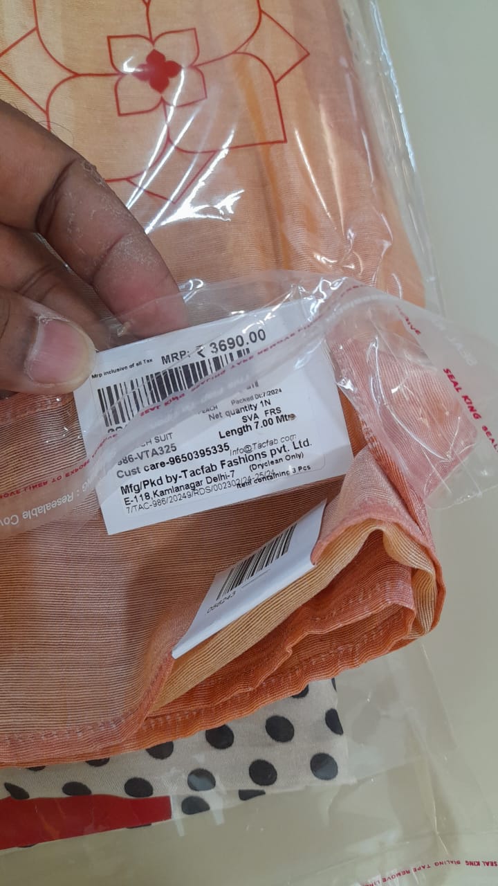 Orange Chanderi Unstitched Salwar Kameez - 986-VTA325