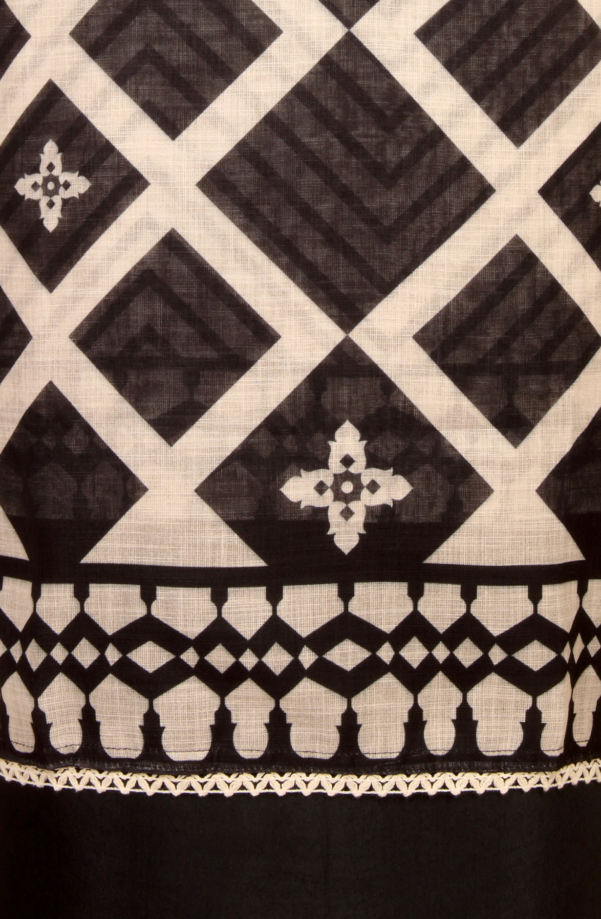 Black and Beige Linen Salwar Suit with Trendy Dupatta - 993-16022