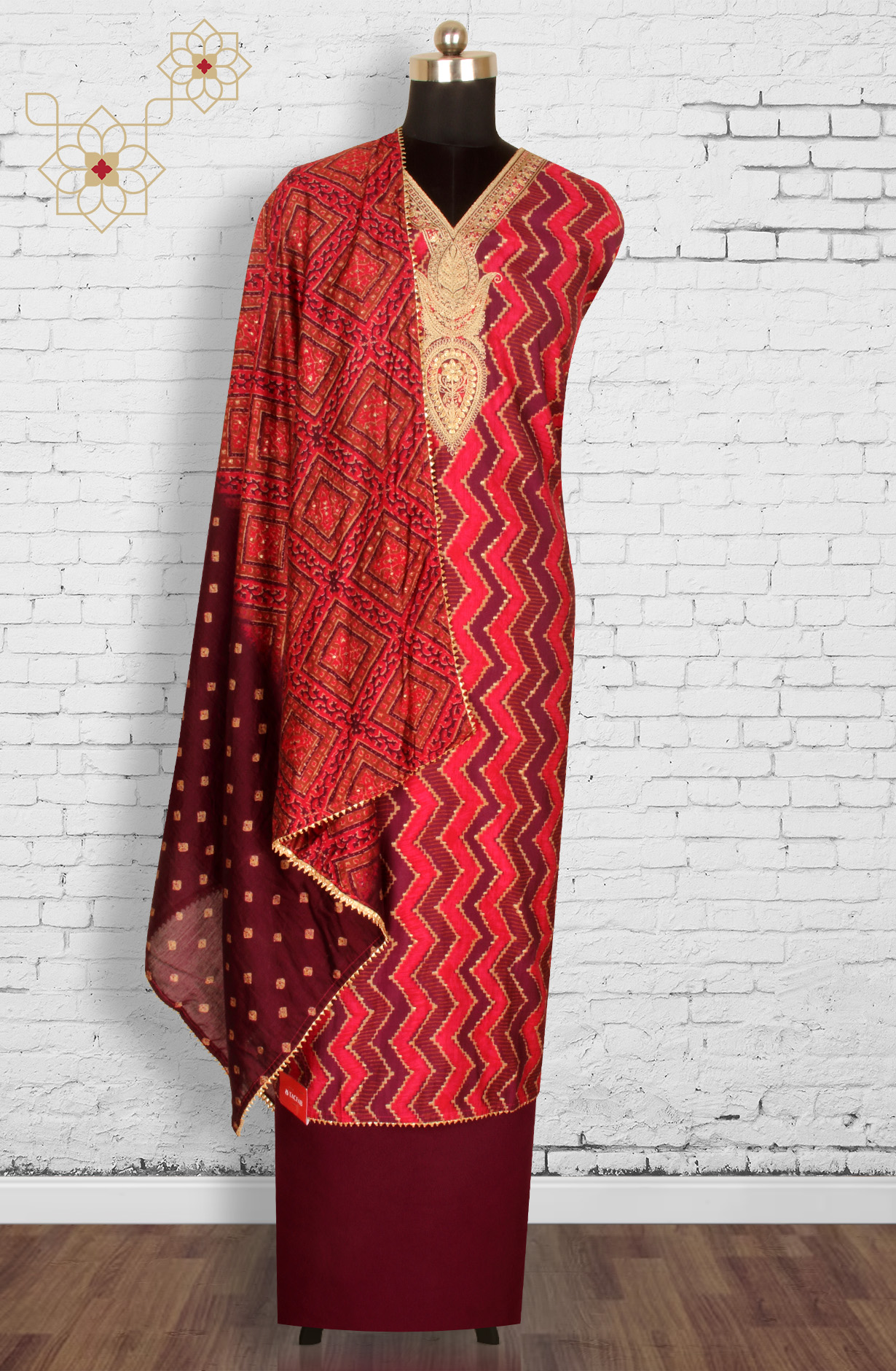 Purple Modal Cotton Unstitched Suit with Dupatta - 993-16156A
