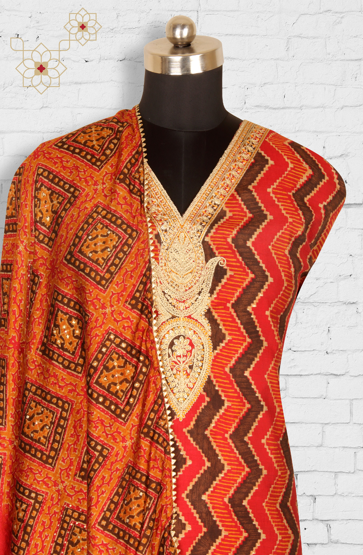 Maroon Modal Cotton Unstitched Suit with Dupatta - 993-16156B