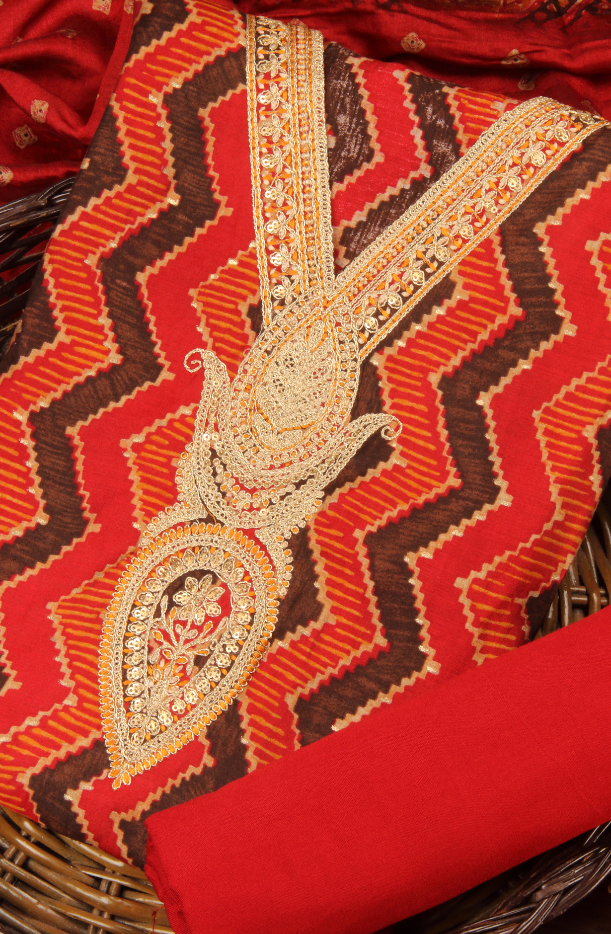 Maroon Modal Cotton Unstitched Suit with Dupatta - 993-16156B