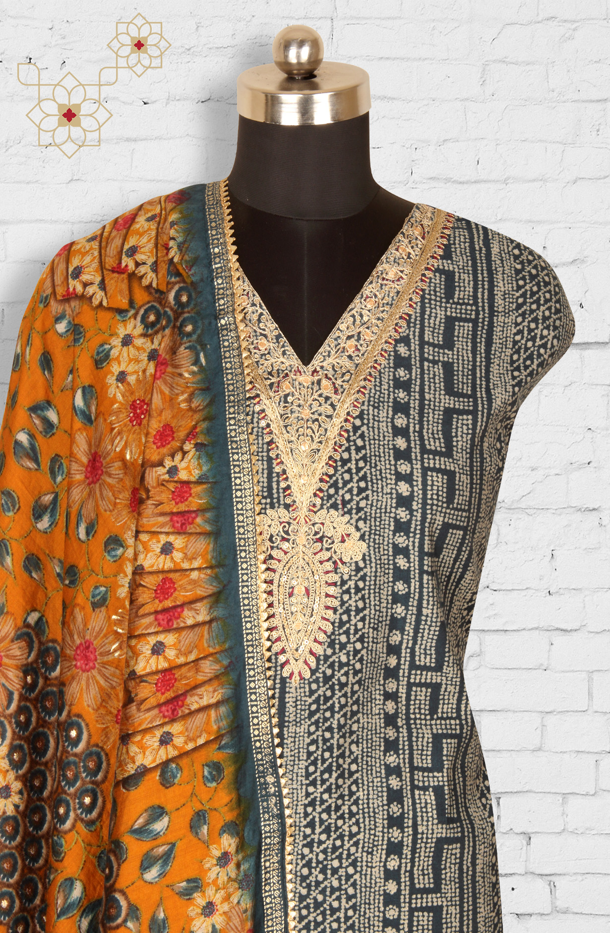 Teal Modal Cotton Unstitched Suit with Dupatta - 993-16169A