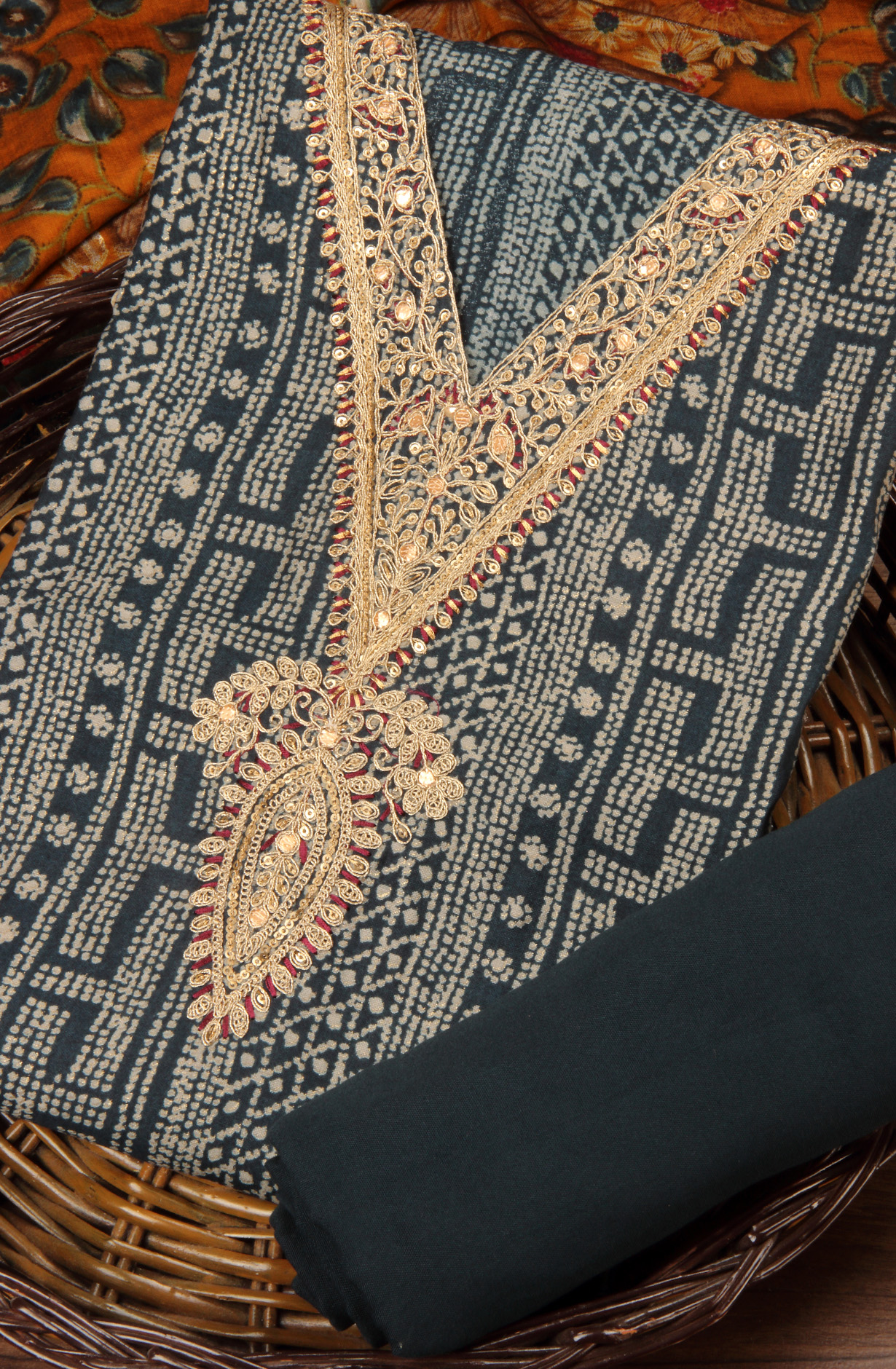 Teal Modal Cotton Unstitched Suit with Dupatta - 993-16169A