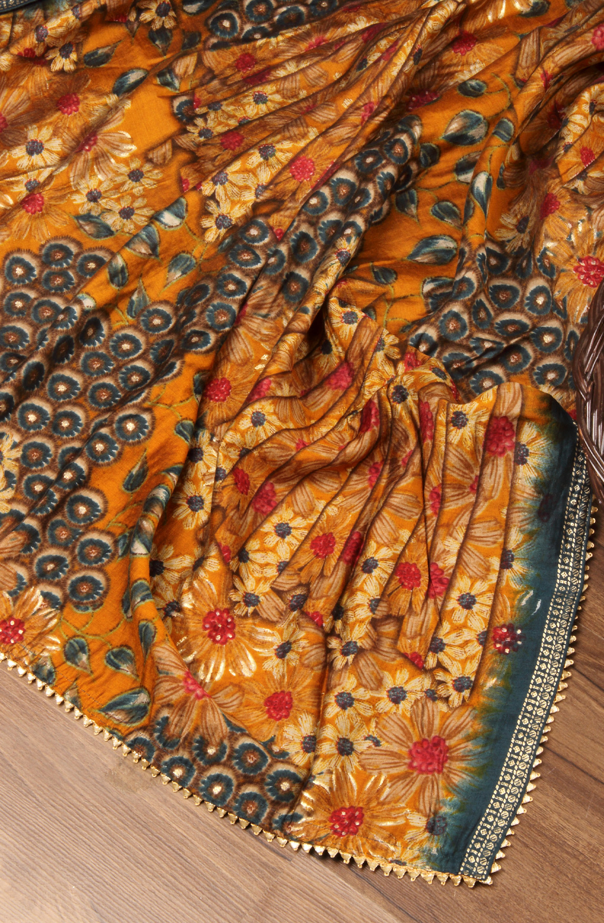 Teal Modal Cotton Unstitched Suit with Dupatta - 993-16169A