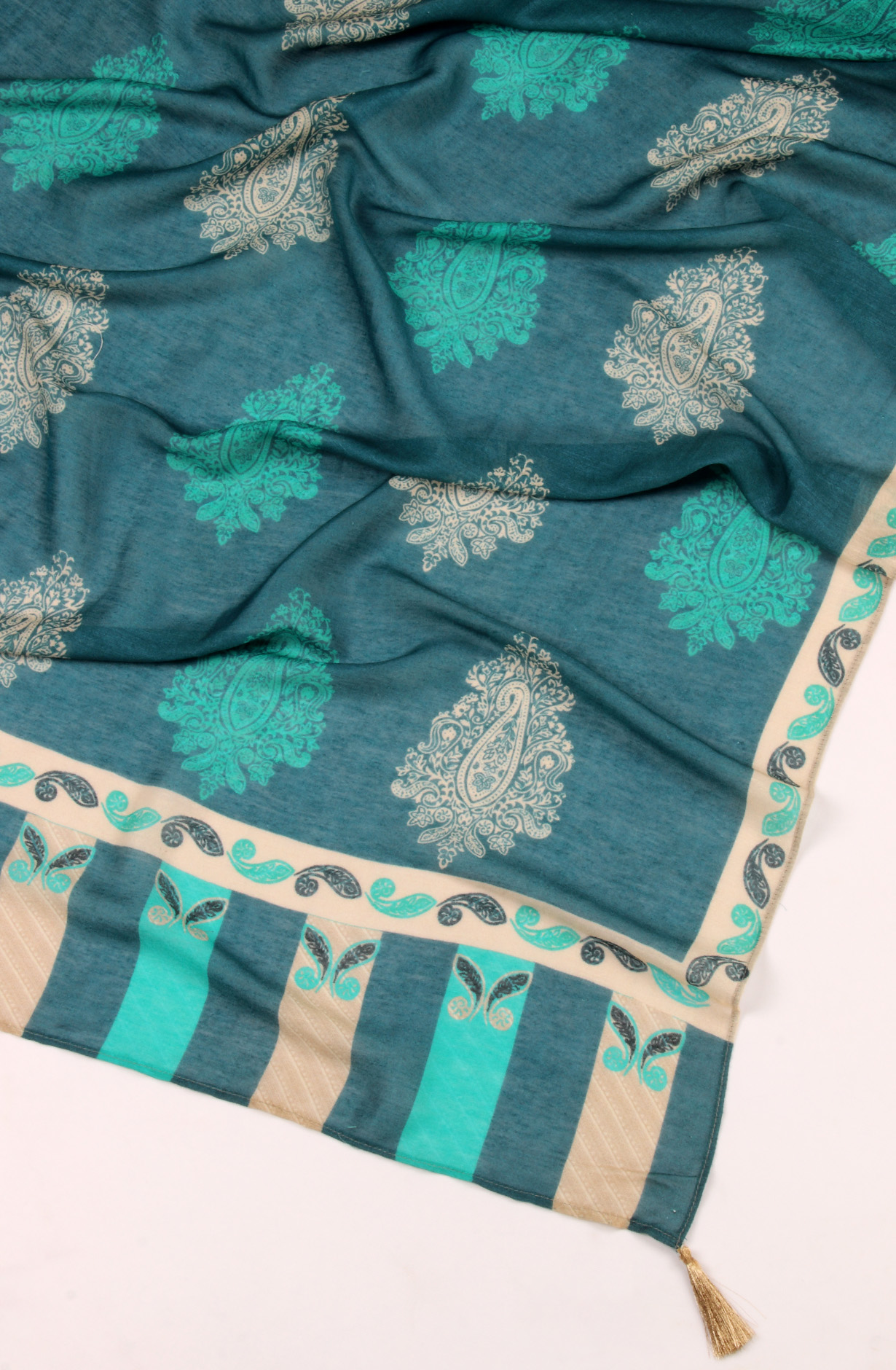 Firozi Chanderi Silk Banarasi Zari Weaving Salwar Kameez - AAY9181