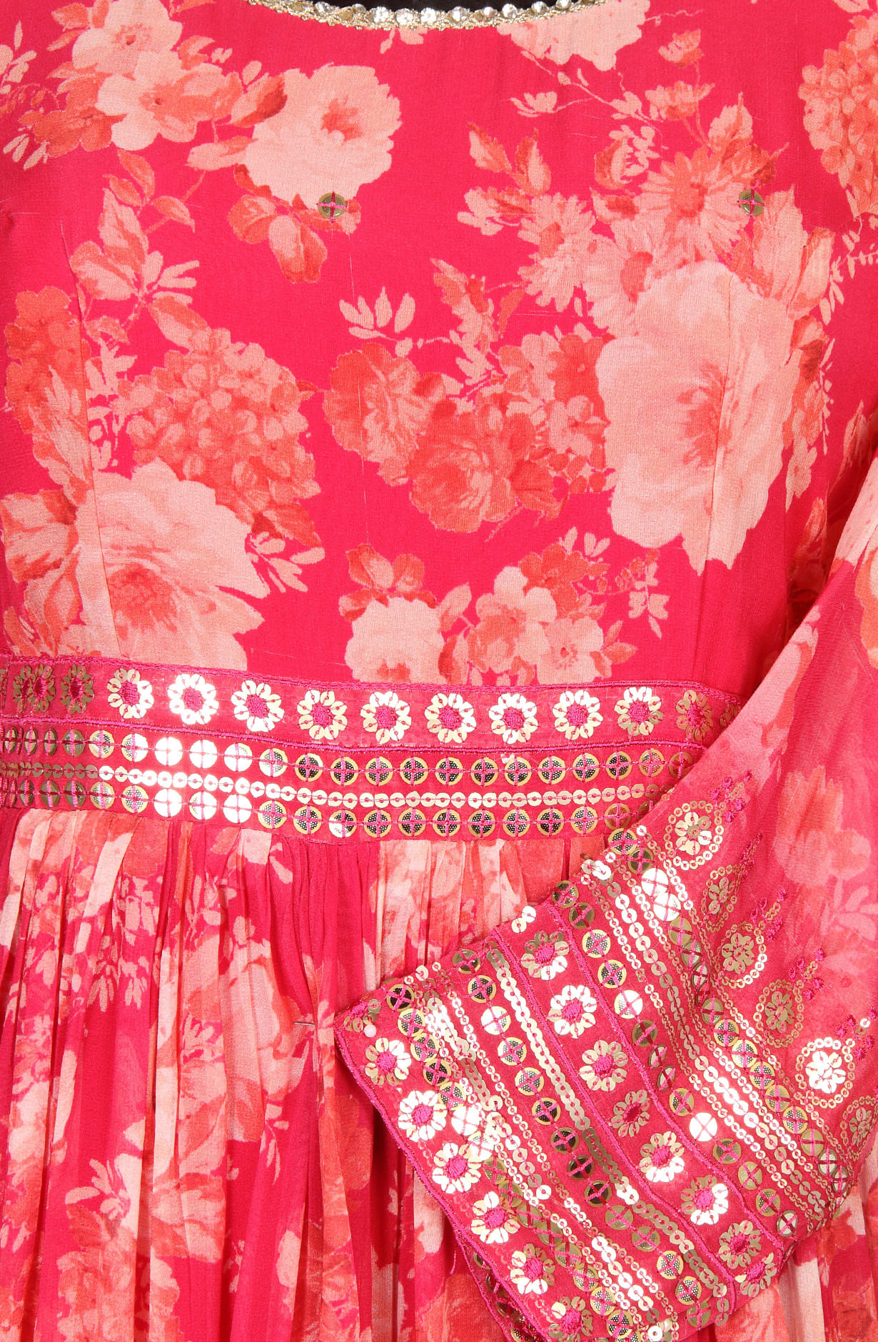 Pink Designer Readymade Georgette Gown with Net Dupatta - 995-572