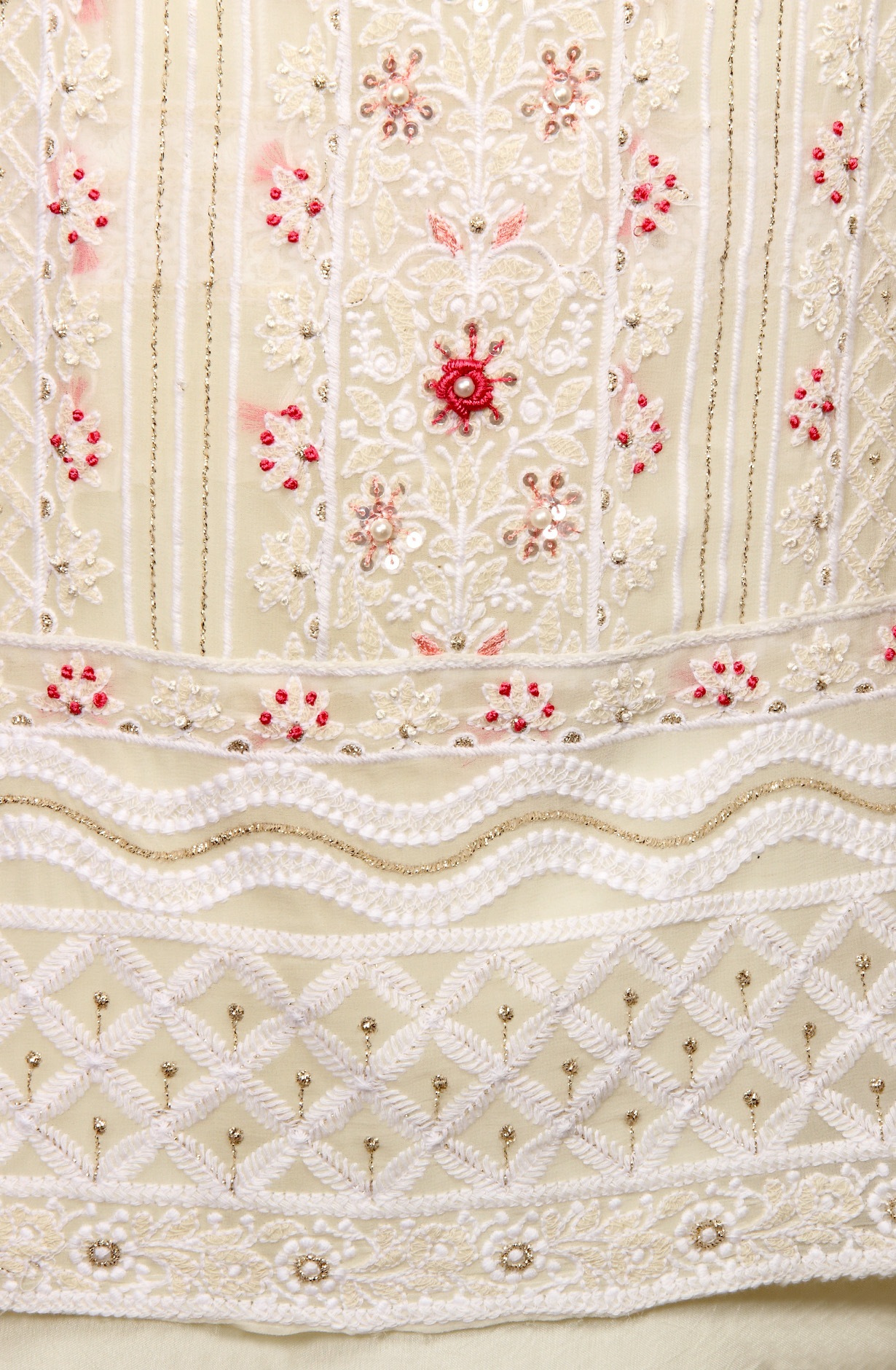 Cream Designer Georgette Salwar Kameez with Chiffon Dupatta - 999-20062